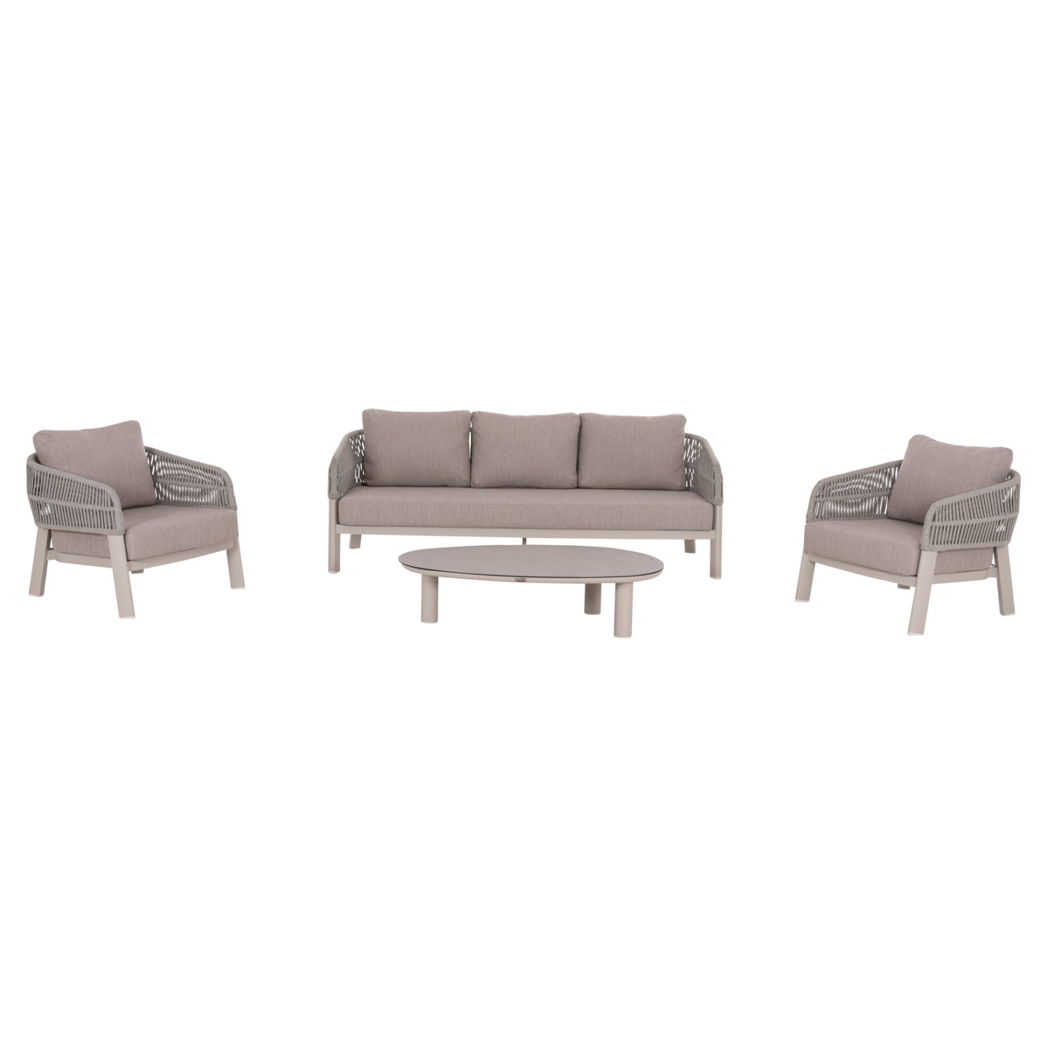 ΣΕΤ ΣΑΛΟΝΙ 4ΤΜΧ MAHAL HM6424.02 ΚΡΕΜ ΑΛΟΥΜΙΝΙΟ--ΜΠΕΖ OLEFIN & ΣΧΟΙΝΙ STRAP - Pakobazaar