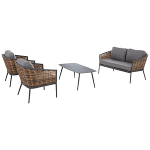 ΣΕΤ ΣΑΛΟΝΙ 4ΤΜΧ CASSIAN HM6552.01 ΑΛΟΥΜΙΝΙΟ & ΜΑΞΙΛΑΡΙΑ ΓΚΡΙ-ΜΠΕΖ P.E.RATTAN - Pakobazaar
