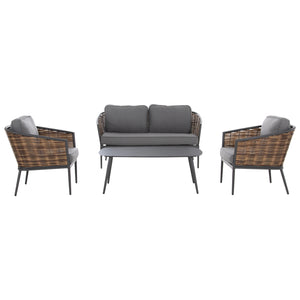 ΣΕΤ ΣΑΛΟΝΙ 4ΤΜΧ CASSIAN HM6552.01 ΑΛΟΥΜΙΝΙΟ & ΜΑΞΙΛΑΡΙΑ ΓΚΡΙ-ΜΠΕΖ P.E.RATTAN - Pakobazaar