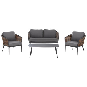 ΣΕΤ ΣΑΛΟΝΙ 4ΤΜΧ CASSIAN HM6552.01 ΑΛΟΥΜΙΝΙΟ & ΜΑΞΙΛΑΡΙΑ ΓΚΡΙ-ΜΠΕΖ P.E.RATTAN - Pakobazaar