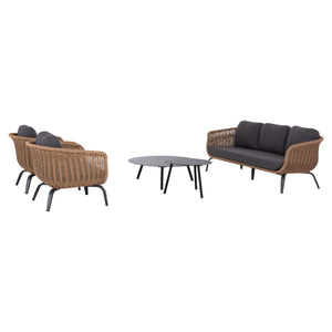ΣΕΤ ΣΑΛΟΝΙ 5ΤΜΧ STERN HM6555.01 ΓΚΡΙ ΑΛΟΥΜΙΝΙΟ & OLEFIN--TWIST WICKER ΣΕ ΦΥΣΙΚΟ - Pakobazaar