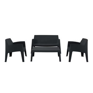 ΣΕΤ ΣΑΛΟΝΙ ΕΞ.ΧΩΡΟΥ 4ΤΜΧ SLEEK HM21268.02 ΜΑΥΡΟ ΠΟΛΥΠΡΟΠΥΛΕΝΙΟ - Pakobazaar