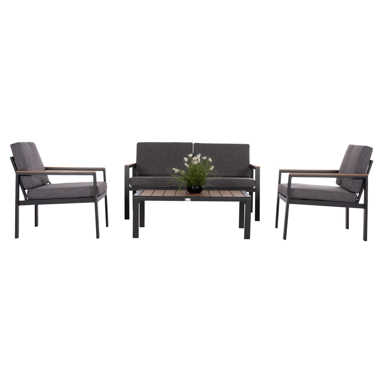 ΣΕΤ ΣΑΛΟΝΙ ΕΞ.ΧΩΡΟΥ 4ΤΜΧ SAFIN HM6278.03 ΑΛΟΥΜΙΝΙΟ & OLEFIN ΣΚΟΥΡΟ ΓΚΡΙ--POLYWOOD - Pakobazaar