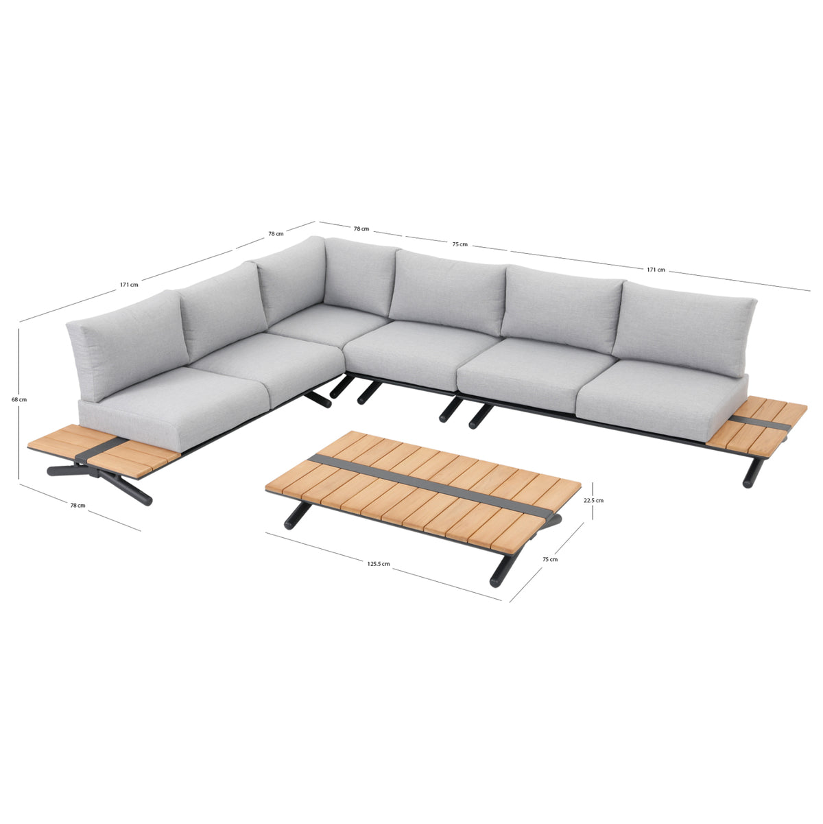 ΣΕΤ ΣΑΛΟΝΙ ΕΞ.ΧΩΡΟΥ 5ΤΜΧ MEILANI HM6190 ΑΛΟΥΜΙΝΙΟ-ΞΥΛΟ ΕΥΚΑΛΥΠΤΟΥ-ΣΧΟΙΝΙ - Pakobazaar