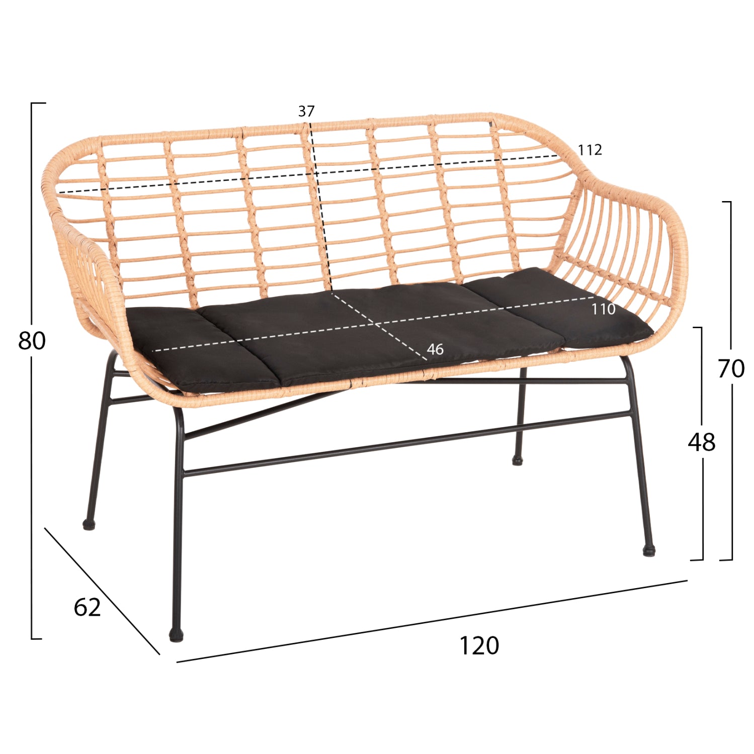 ΣΕΤ ΣΑΛΟΝΙ ΕΞΩΤΕΡΙΚΟΥ ΧΩΡΟΥ 4ΤΜΧ ALLEGRA HM21052 WICKER-ΜΕΤΑΛΛΟ - Pakobazaar
