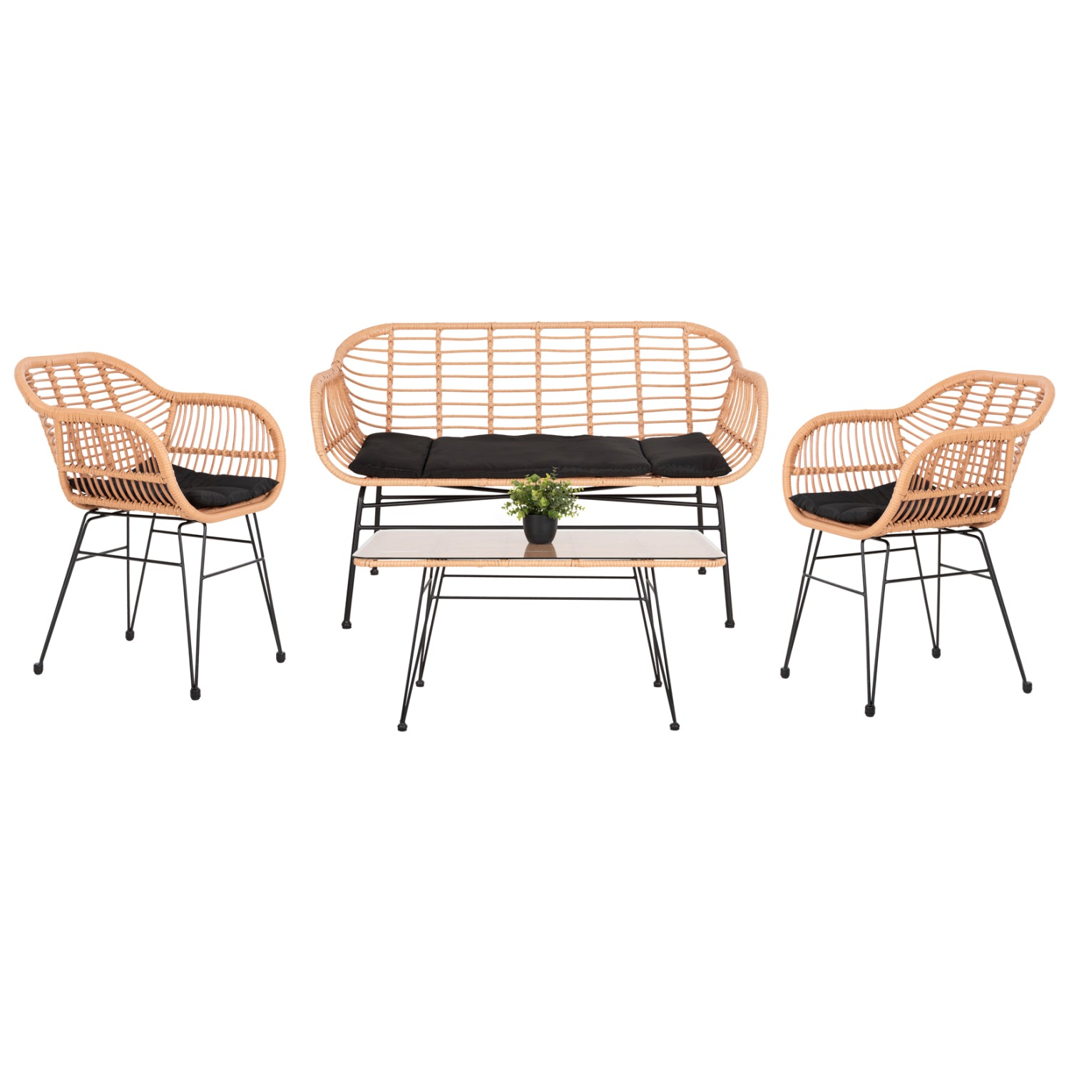 ΣΕΤ ΣΑΛΟΝΙ ΕΞΩΤΕΡΙΚΟΥ ΧΩΡΟΥ 4ΤΜΧ ALLEGRA HM21052 WICKER-ΜΕΤΑΛΛΟ - Pakobazaar