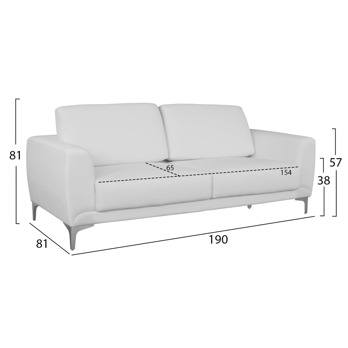 ΣΕΤ ΣΑΛΟΝΙΟΥ 2ΤΜΧ KENZIE ΜΕ ΛΕΥΚΟ PU HM11284.02 - Pakobazaar