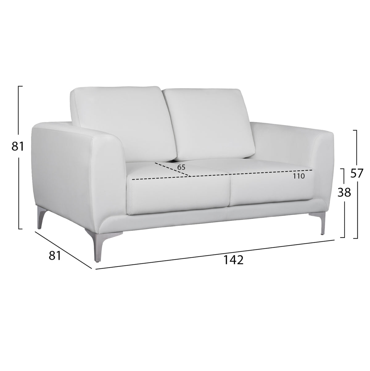 ΣΕΤ ΣΑΛΟΝΙΟΥ 2ΤΜΧ KENZIE ΜΕ ΛΕΥΚΟ PU HM11284.02 - Pakobazaar