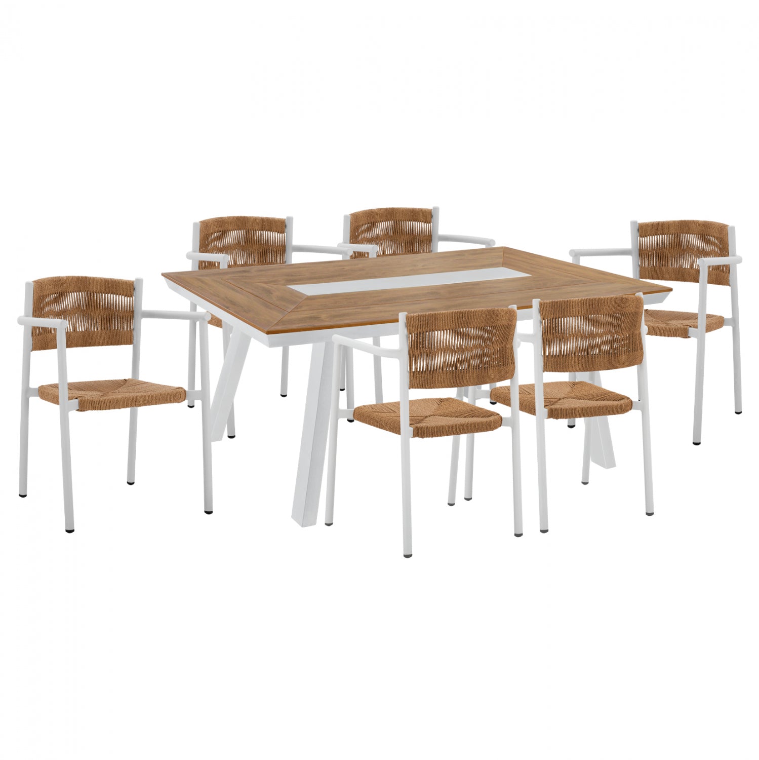 ΣΕΤ ΤΡΑΠΕΖΑΡΙΑ 7ΤΜΧ ΜΕ ΤΡΑΠΕΖΙ POLYWOOD 200Χ94 & ΠΟΛΥΘΡΟΝΕΣ ΛΕΥΚΕΣ HM11648 - Pakobazaar