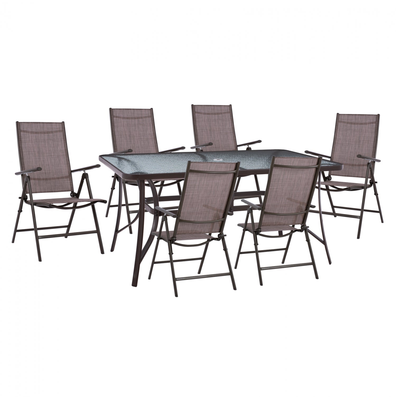 ΣΕΤ ΤΡΑΠΕΖΑΡΙΑ 7ΤΜΧ ΤΡΑΠΕΖΙ BRUNO 150Χ90 & ΠΟΛΥΘΡΟΝΕΣ 7ΘΕΣΕΩΝ ΚΑΦΕ HM11489 - Pakobazaar