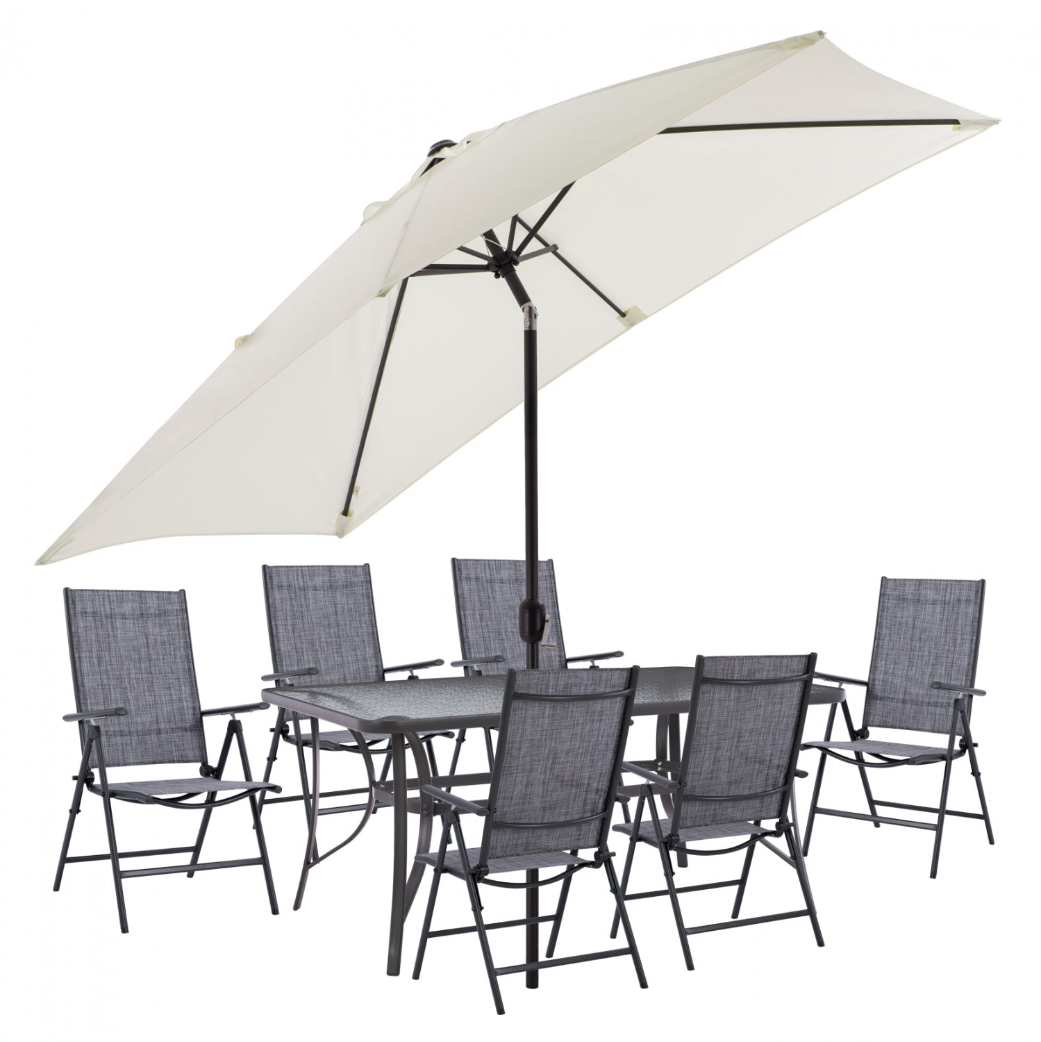 ΣΕΤ ΤΡΑΠΕΖΑΡΙΑ 8ΤΜΧ ΤΡΑΠΕΖΙ, ΠΟΛΥΘΡΟΝΕΣ 7ΘΕΣΕΩΝ ΠΤΥ/ΝΗ & ΟΜΠΡΕΛΑ ΜΠΕΖ ΓΚΡΙ HM11480 - Pakobazaar