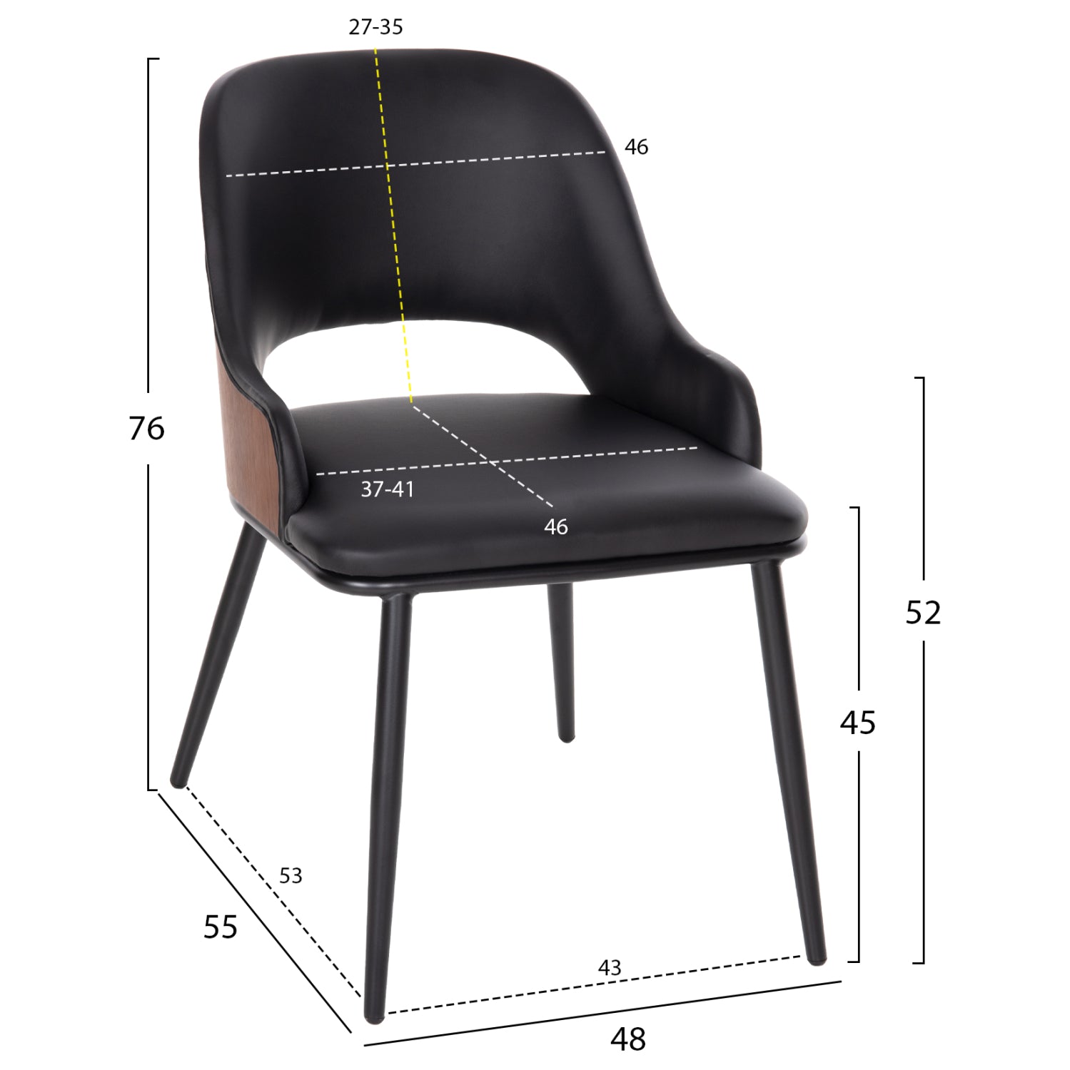 ΣΕΤ ΤΡΑΠΕΖΑΡΙΑ ΕΣΩΤ. ΧΩΡΟΥ 5ΤΜΧ HM11965 ΤΡΑΠΕΖΙ DENTY & 4 ΚΑΡΕΚΛΕΣ DELF (ΜΑΥΡΟ) - Pakobazaar