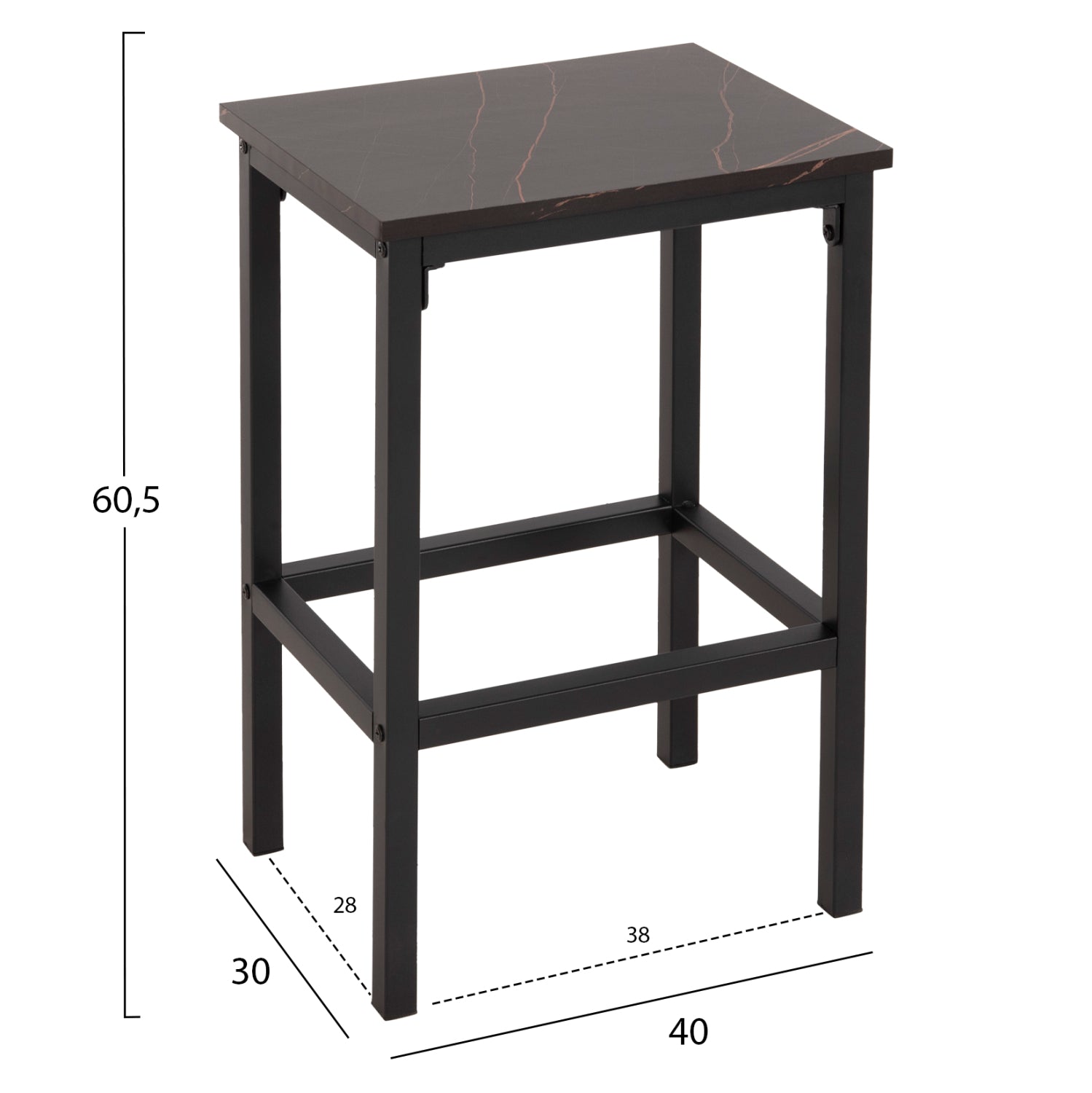 ΣΕΤ ΤΡΑΠΕΖΑΡΙΑ ΜΠΑΡ 5ΤΜΧ BOXY HM9882.13 ΜΑΥΡΟ ΜΕΤΑΛΛΟ-ΜΕΛΑΜΙΝΗ ΜΑΥΡΟ ΜΑΡΜΑΡΟ - Pakobazaar