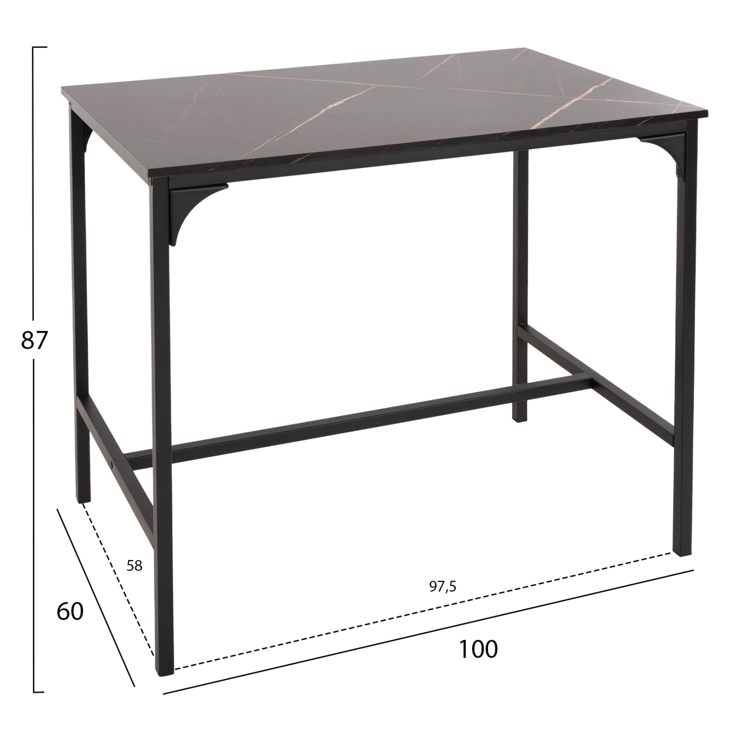 ΣΕΤ ΤΡΑΠΕΖΑΡΙΑ ΜΠΑΡ 5ΤΜΧ BOXY HM9882.13 ΜΑΥΡΟ ΜΕΤΑΛΛΟ-ΜΕΛΑΜΙΝΗ ΜΑΥΡΟ ΜΑΡΜΑΡΟ - Pakobazaar