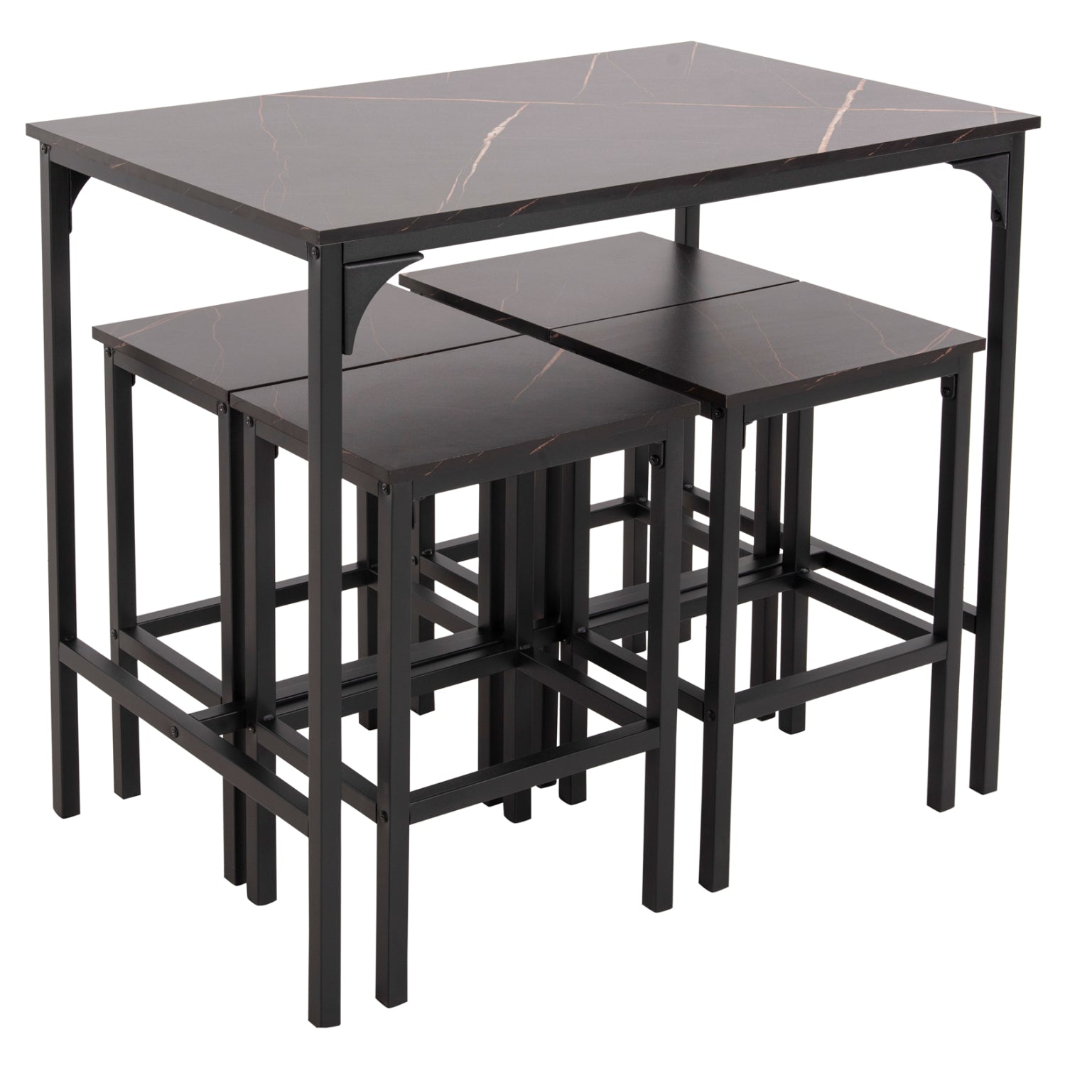 ΣΕΤ ΤΡΑΠΕΖΑΡΙΑ ΜΠΑΡ 5ΤΜΧ BOXY HM9882.13 ΜΑΥΡΟ ΜΕΤΑΛΛΟ-ΜΕΛΑΜΙΝΗ ΜΑΥΡΟ ΜΑΡΜΑΡΟ - Pakobazaar