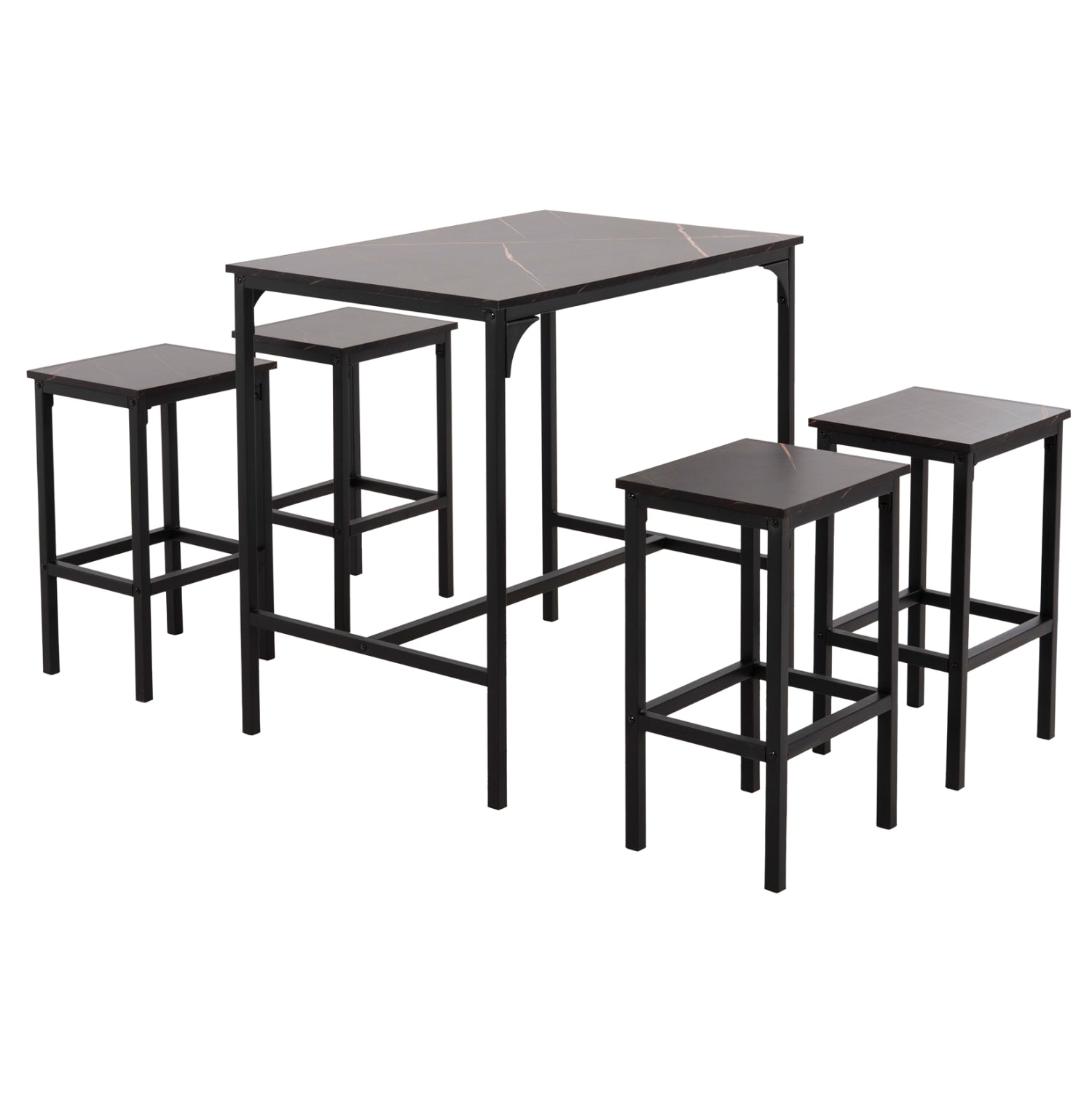 ΣΕΤ ΤΡΑΠΕΖΑΡΙΑ ΜΠΑΡ 5ΤΜΧ BOXY HM9882.13 ΜΑΥΡΟ ΜΕΤΑΛΛΟ-ΜΕΛΑΜΙΝΗ ΜΑΥΡΟ ΜΑΡΜΑΡΟ - Pakobazaar