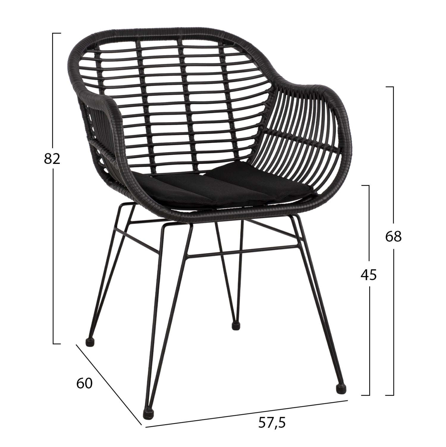 ΣΕΤ ΤΡΑΠΕΖΑΡΙΑΣ 3ΤΜΧ HM11871 ΜΕΤΑΛΛΟ & RATTAN ΣΕ ΜΑΥΡΟ ΧΡΩΜΑ - Pakobazaar