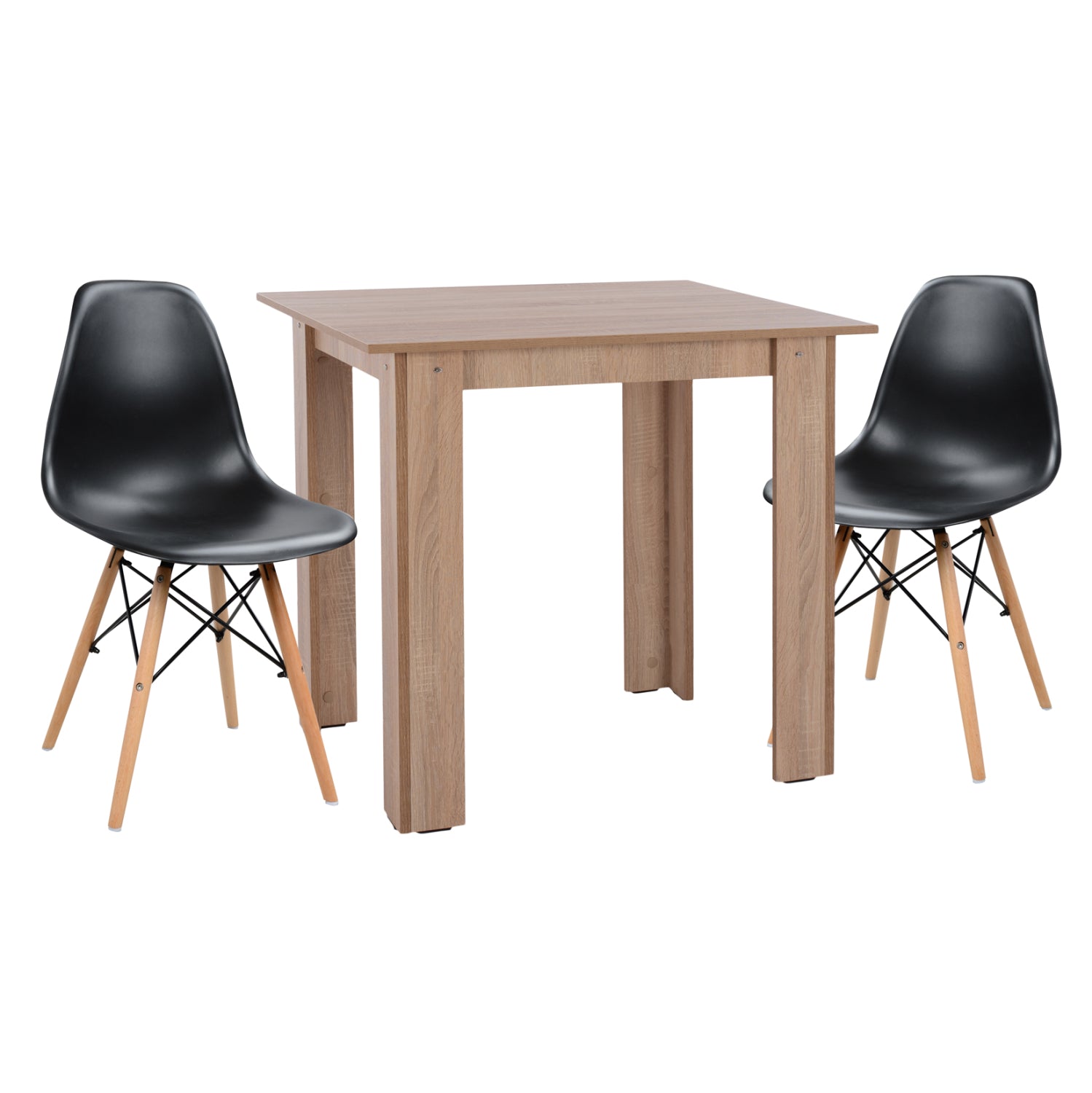 ΣΕΤ ΤΡΑΠΕΖΑΡΙΑΣ 3ΤΜΧ KELVIN HM21376 ΤΕΤΡΑΓΩΝΟ ΤΡΑΠΕΖΙ SONAMA OAK--2 ΚΑΡΕΚΛΕΣ ΜΑΥΡΕΣ - Pakobazaar