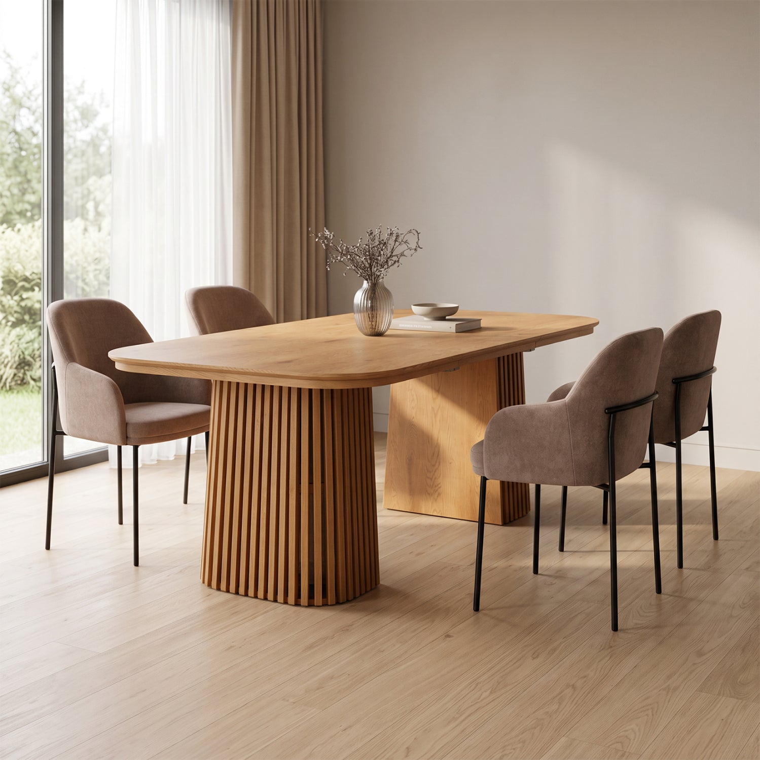 ΣΕΤ ΤΡΑΠΕΖΑΡΙΑΣ 5ΤΜΧ ΕΠΕΚΤΕΙΝΟΜΕΝΟ VERLO HM12106.03 MDF--ΥΦΑΣΜΑ TAUPE - Pakobazaar