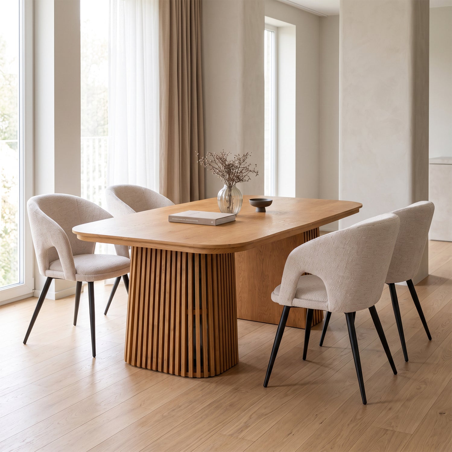 ΣΕΤ ΤΡΑΠΕΖΑΡΙΑΣ 5ΤΜΧ ΕΠΕΚΤΕΙΝΟΜΕΝΟ CORNEL HM12105.02 MDF--ΥΦΑΣΜΑ ΜΠΕΖ - Pakobazaar