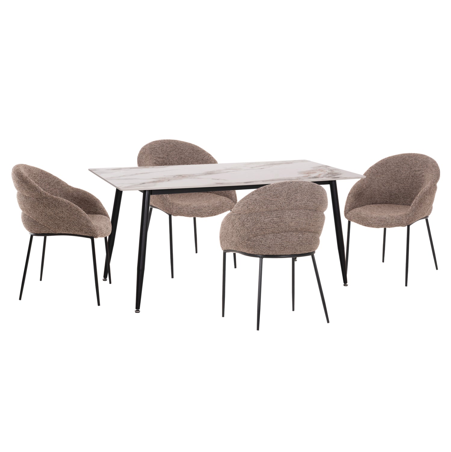 ΣΕΤ ΤΡΑΠΕΖΑΡΙΑΣ 5ΤΜΧ DRENNY HM10952.03 ΚΕΡΑΜΙΚΟ TOP--ΥΦΑΣΜΑ TAUPE & ΜΕΤΑΛ.ΠΟΔΙΑ - Pakobazaar
