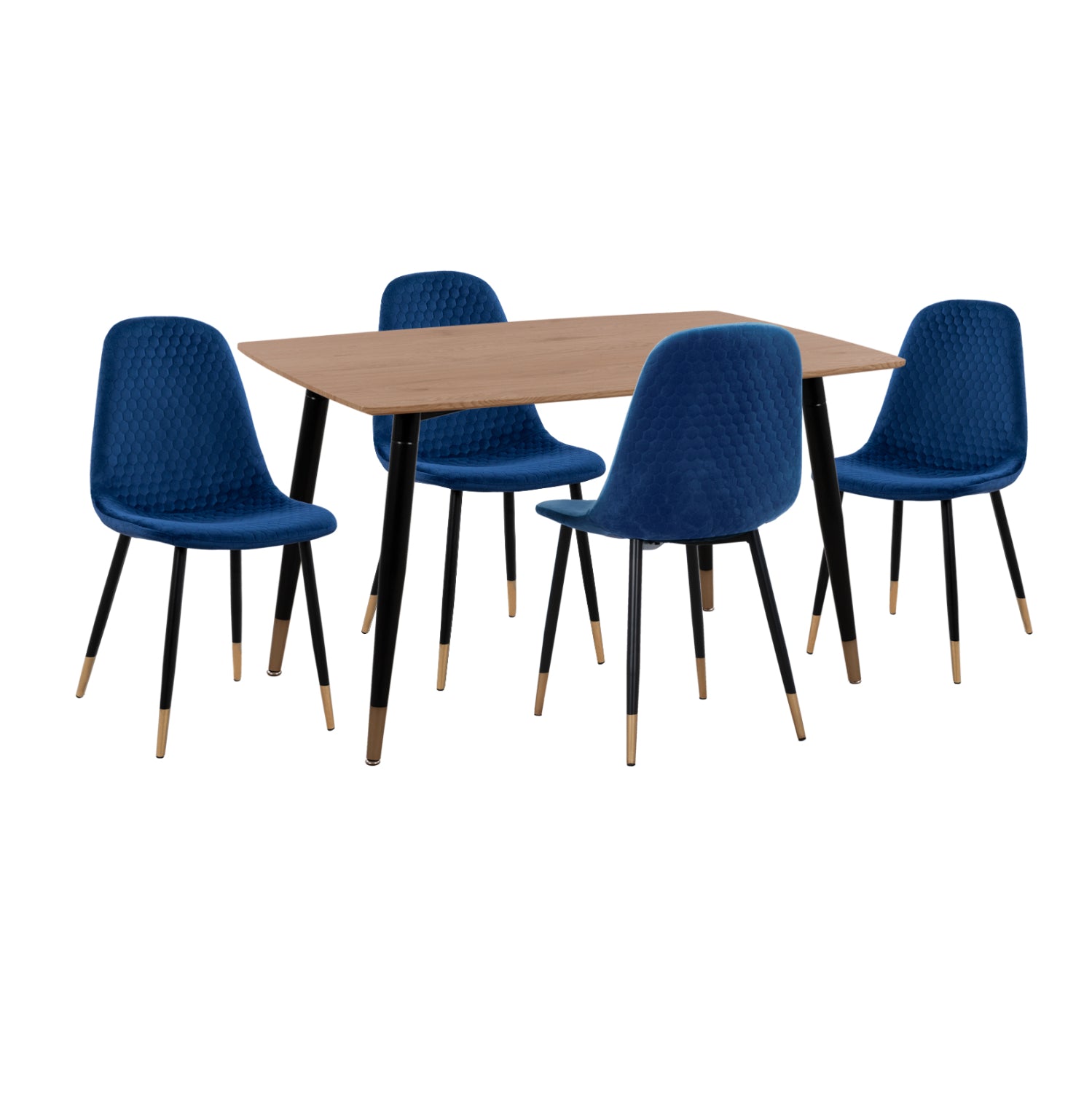 ΣΕΤ ΤΡΑΠΕΖΑΡΙΑΣ 5ΤΜΧ ALIZA HM11196.08 MDF TOP-ΒΕΛΟΥΔΟ ΜΠΛΕ & ΜΕΤΑΛΛΟ ΜΑΥΡΟ - Pakobazaar