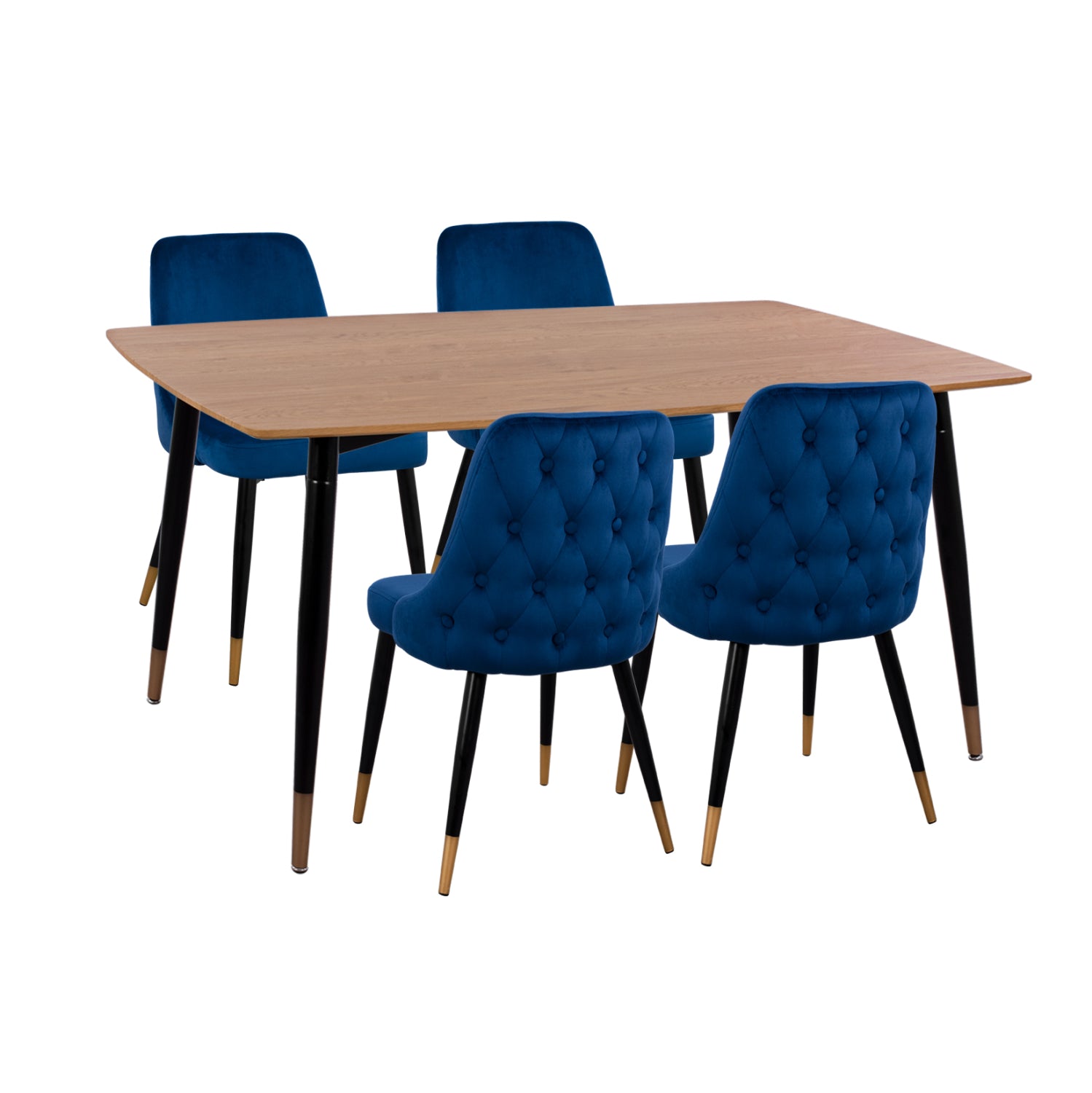 ΣΕΤ ΤΡΑΠΕΖΑΡΙΑΣ 5ΤΜΧ JOLIE HM11198.08 MDF TOP-ΒΕΛΟΥΔΟ ΜΠΛΕ & ΜΕΤΑΛΛΟ ΜΑΥΡΟ - Pakobazaar