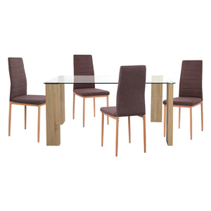ΣΕΤ ΤΡΑΠΕΖΑΡΙΑΣ 5ΤΜΧ LADY HM11595 ΓΥΑΛΙ--ΜΕΤΑΛΛΟ--MDF ΣΕ SONAMA & ΚΑΦΕ ΥΦΑΣΜΑ - Pakobazaar