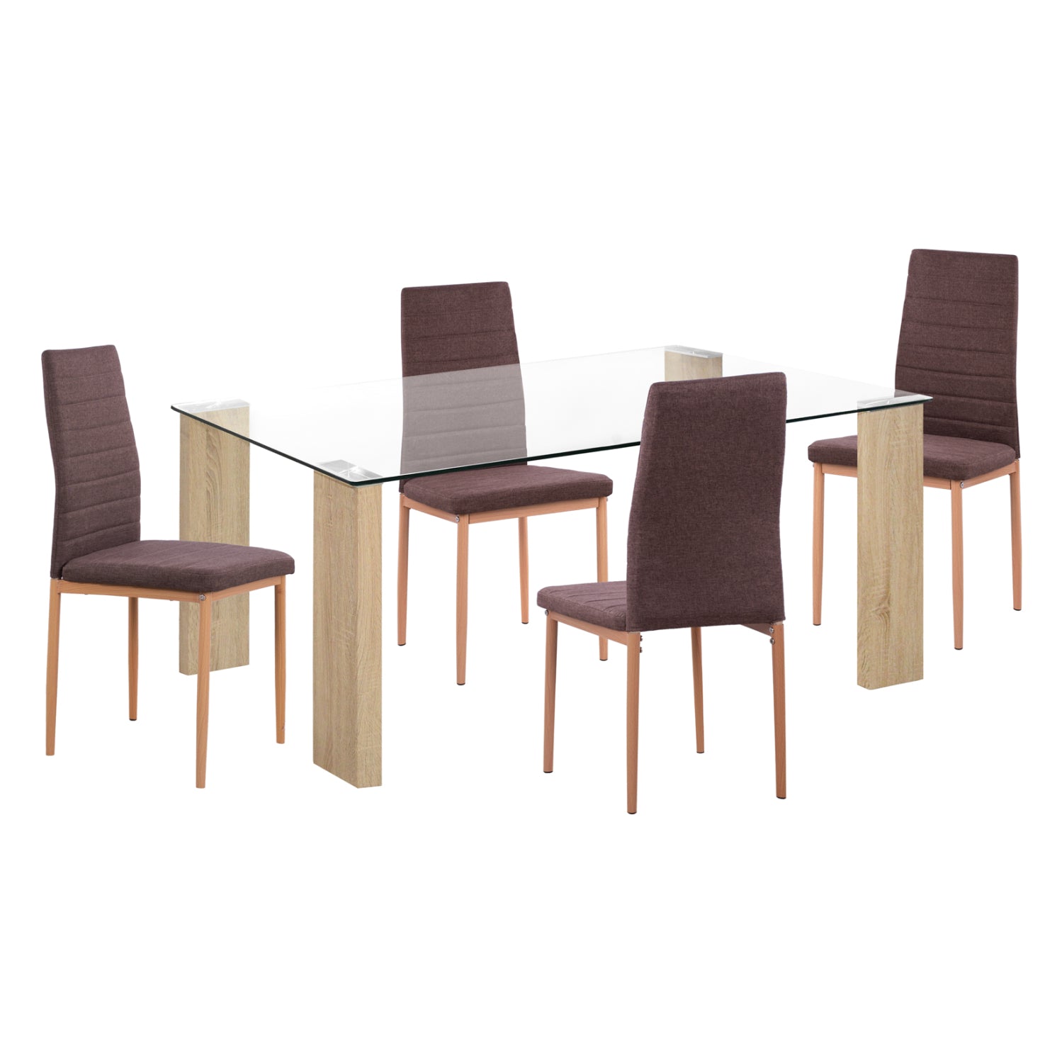 ΣΕΤ ΤΡΑΠΕΖΑΡΙΑΣ 5ΤΜΧ LADY HM11595 ΓΥΑΛΙ--ΜΕΤΑΛΛΟ--MDF ΣΕ SONAMA & ΚΑΦΕ ΥΦΑΣΜΑ - Pakobazaar