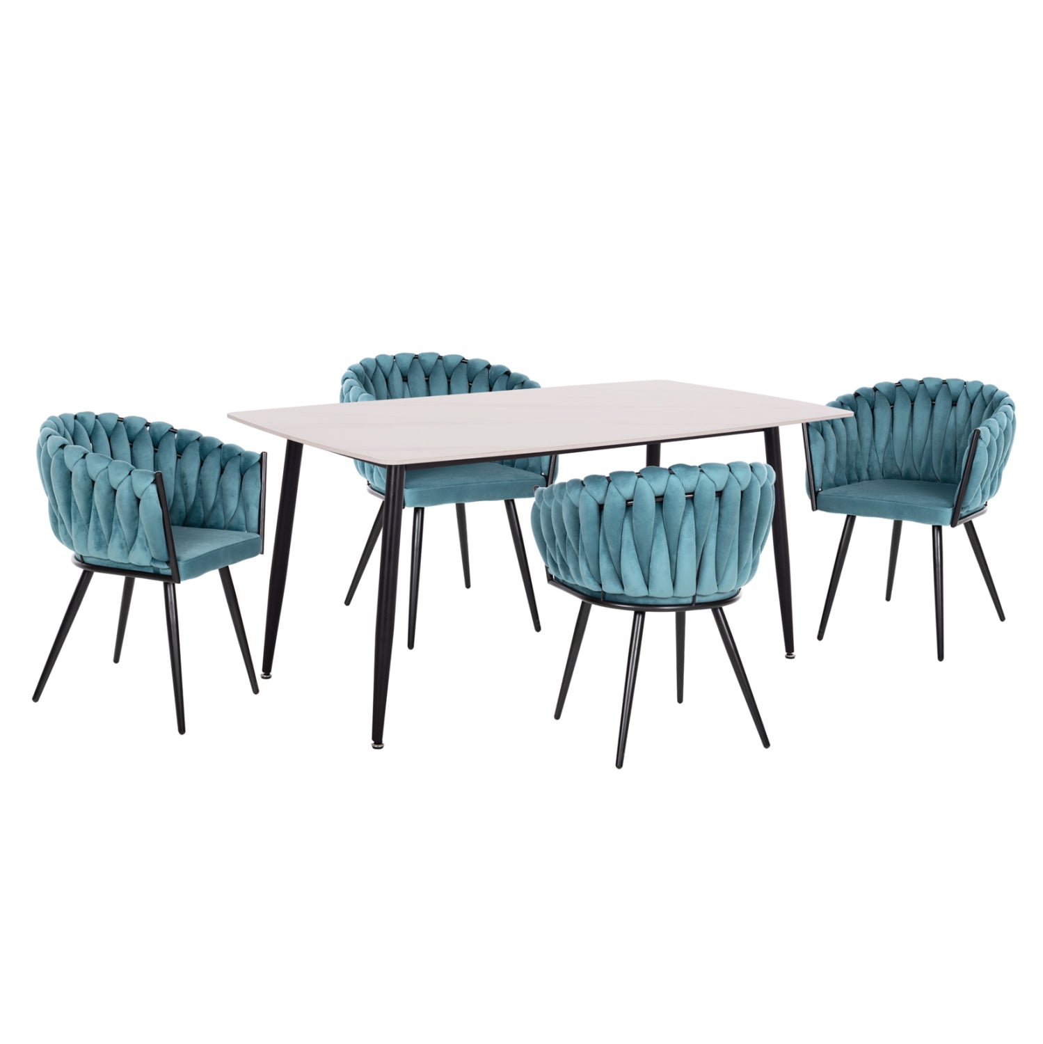ΣΕΤ ΤΡΑΠΕΖΑΡΙΑΣ 5ΤΜΧ RAVEN HM12121.01 ΚΕΡΑΜΙΚΟ TOP ΛΕΥΚΟ ΜΑΡΜΑΡΟ--ΤΙΡΚΟΥΑΖ ΒΕΛΟΥΔΟ - Pakobazaar