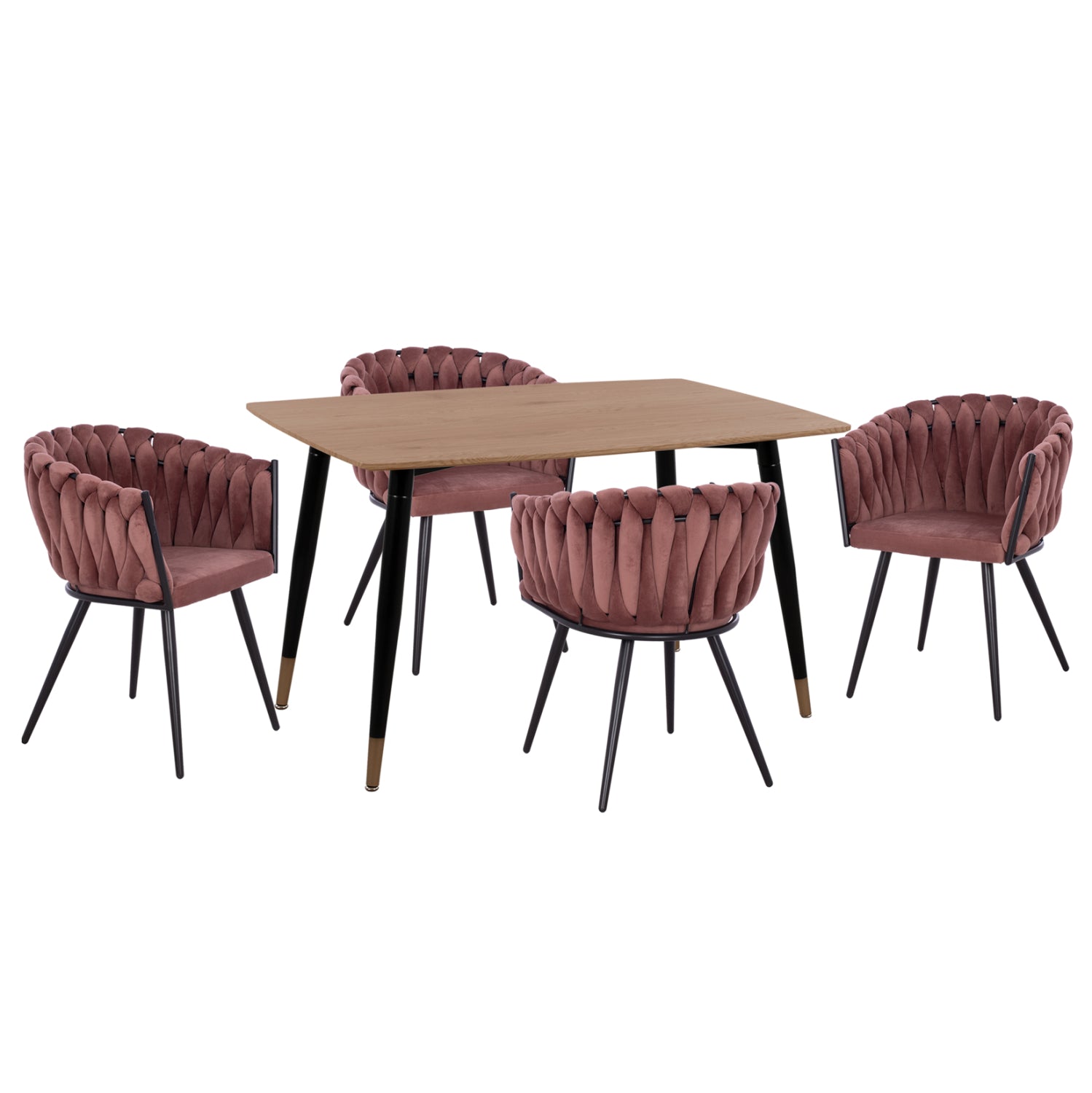 ΣΕΤ ΤΡΑΠΕΖΑΡΙΑΣ 5ΤΜΧ ALIZA HM12122.01 MDF TOP ΣΕ ΦΥΣΙΚΟ--ΣΑΠΙΟ ΜΗΛΟ ΒΕΛΟΥΔΟ - Pakobazaar