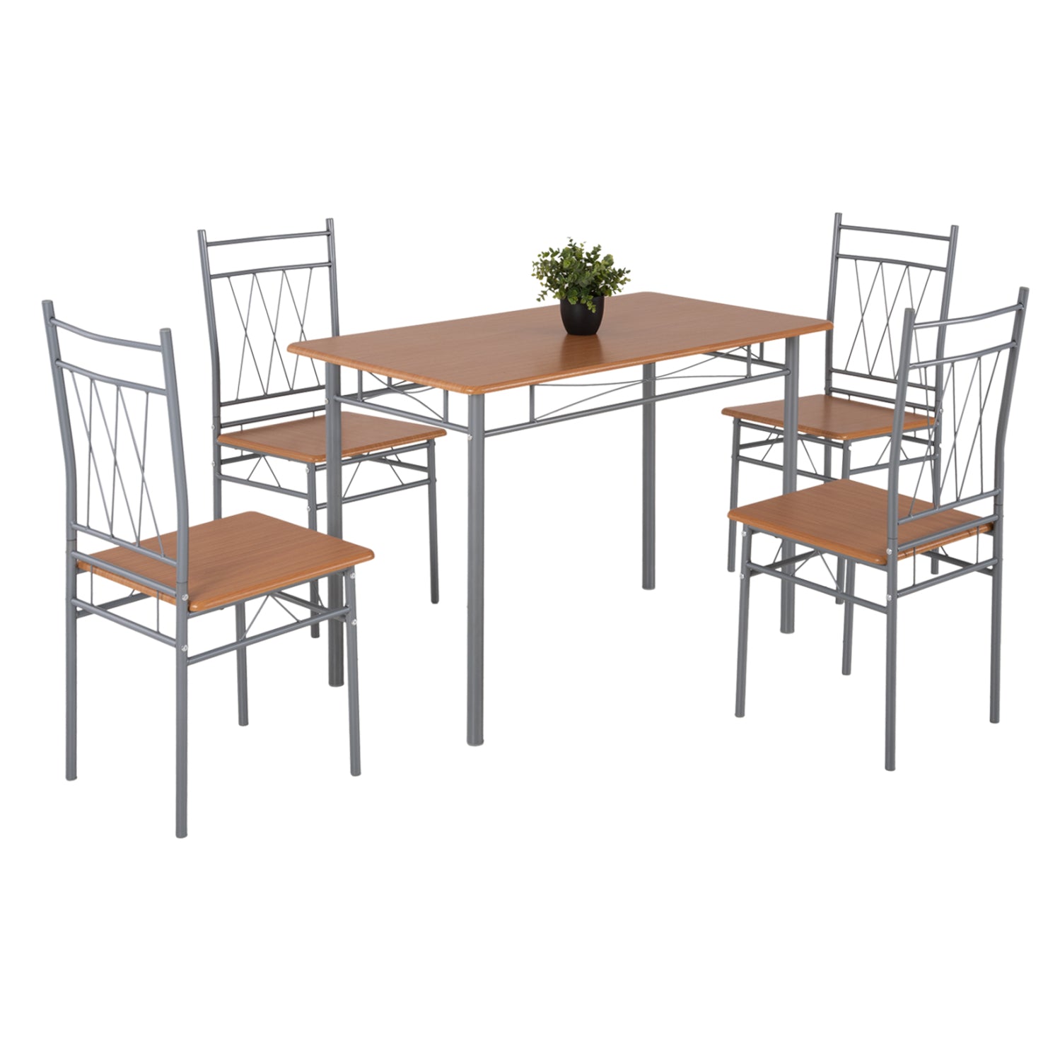 ΣΕΤ ΤΡΑΠΕΖΑΡΙΑΣ 5ΤΜΧ PRAIORY HM18005.02 ΜΕΤΑΛΛΟ ΑΣΗΜΙ-MDF ΣΟΝΑΜΑ 110x60x74Yεκ. - Pakobazaar