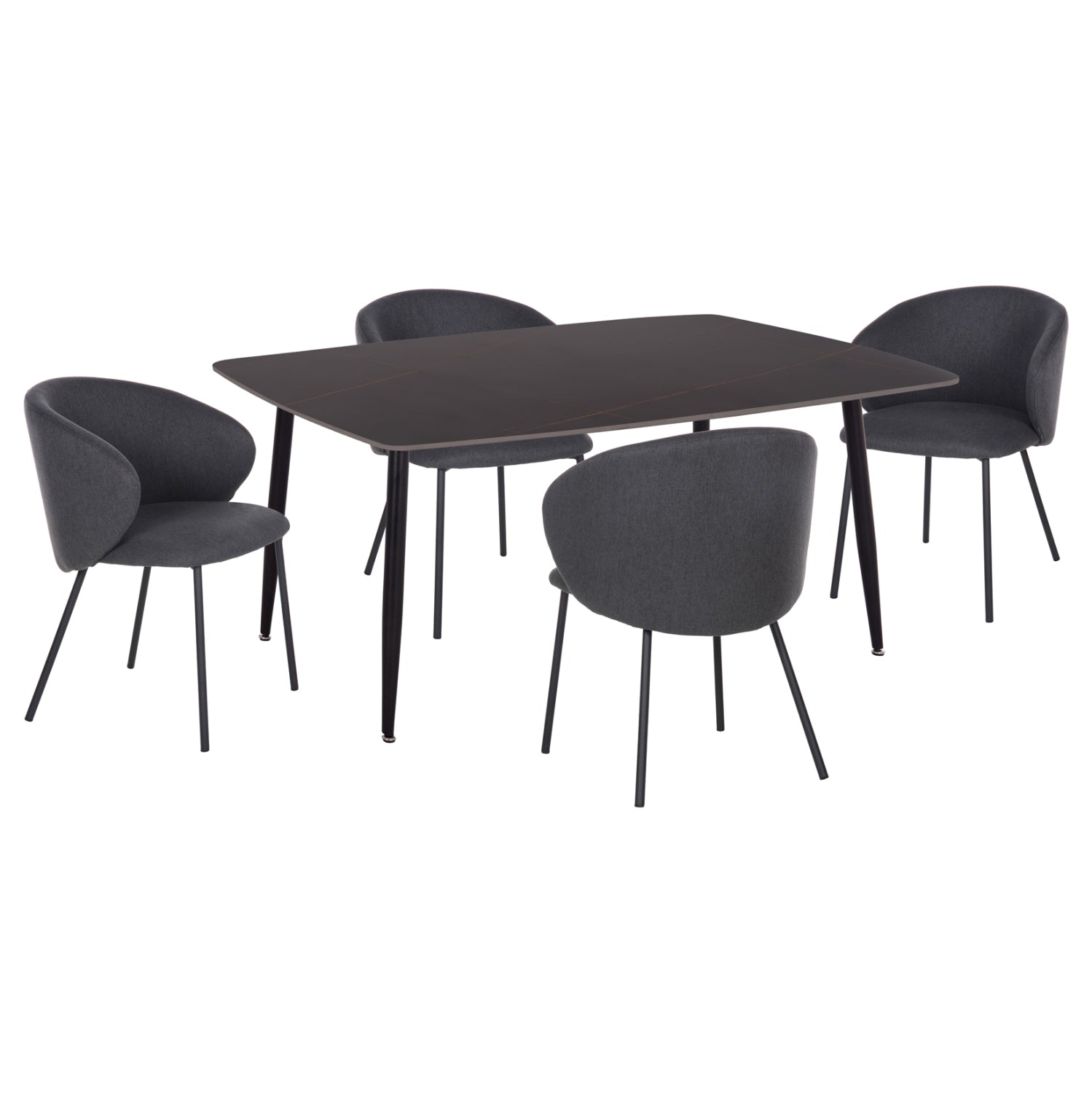 ΣΕΤ ΤΡΑΠΕΖΑΡΙΑΣ 5ΤΜΧ RAVEN HM21069.02 ΚΕΡΑΜΙΚΟ TOP ΜΑΥΡΟ ΜΑΡΜΑΡΟ & 4 ΚΑΡΕΚΛΕΣ - Pakobazaar