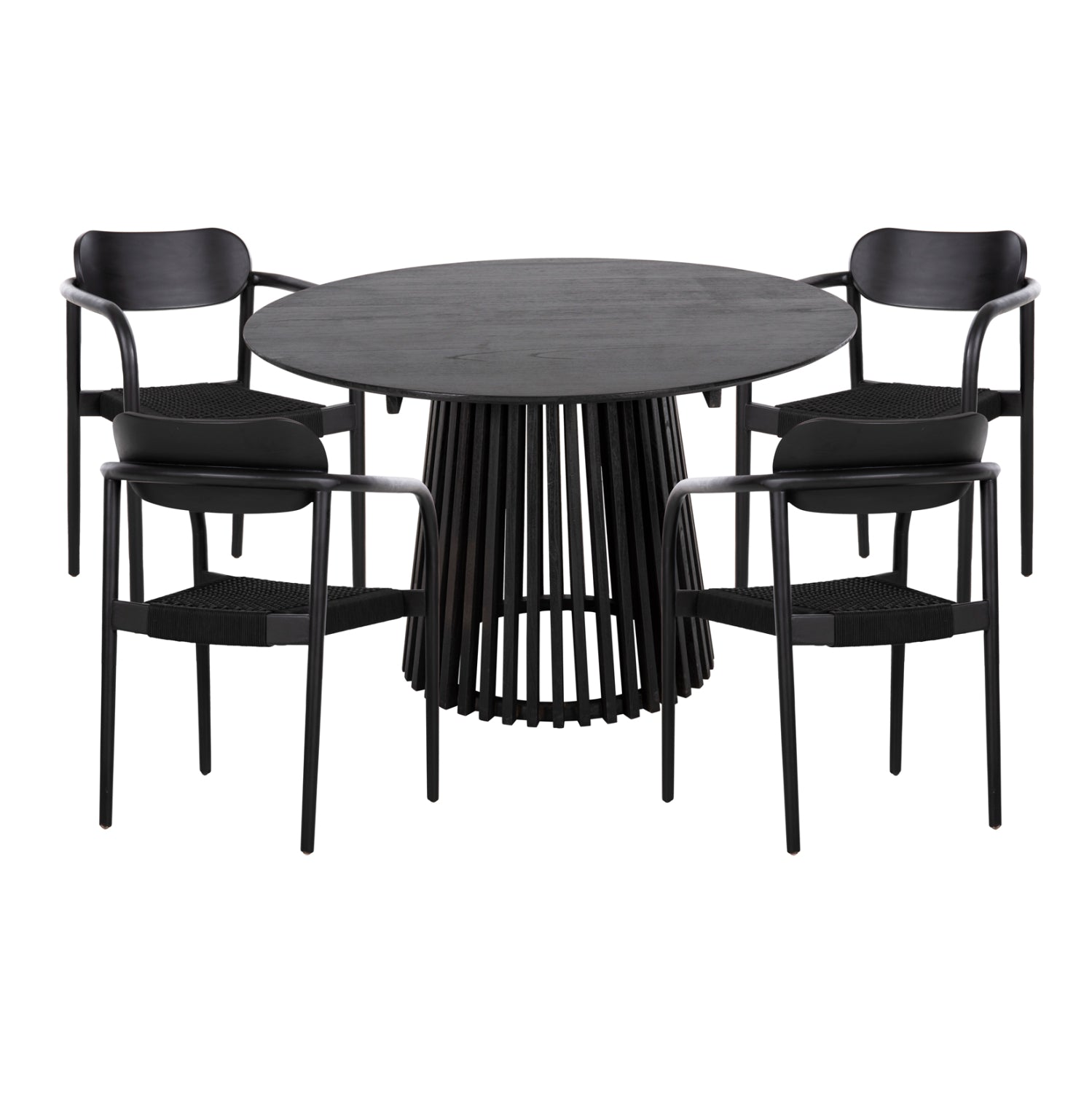 ΣΕΤ ΤΡΑΠΕΖΑΡΙΑΣ 5ΤΜΧ OSLO HM21075.01 ΣΤΡΟΓΓΥΛΟ ΤΡΑΠΕΖΙ Φ120εκ. & 4 ΚΑΡΕΚΛΕΣ-ΜΑΥΡΟ - Pakobazaar