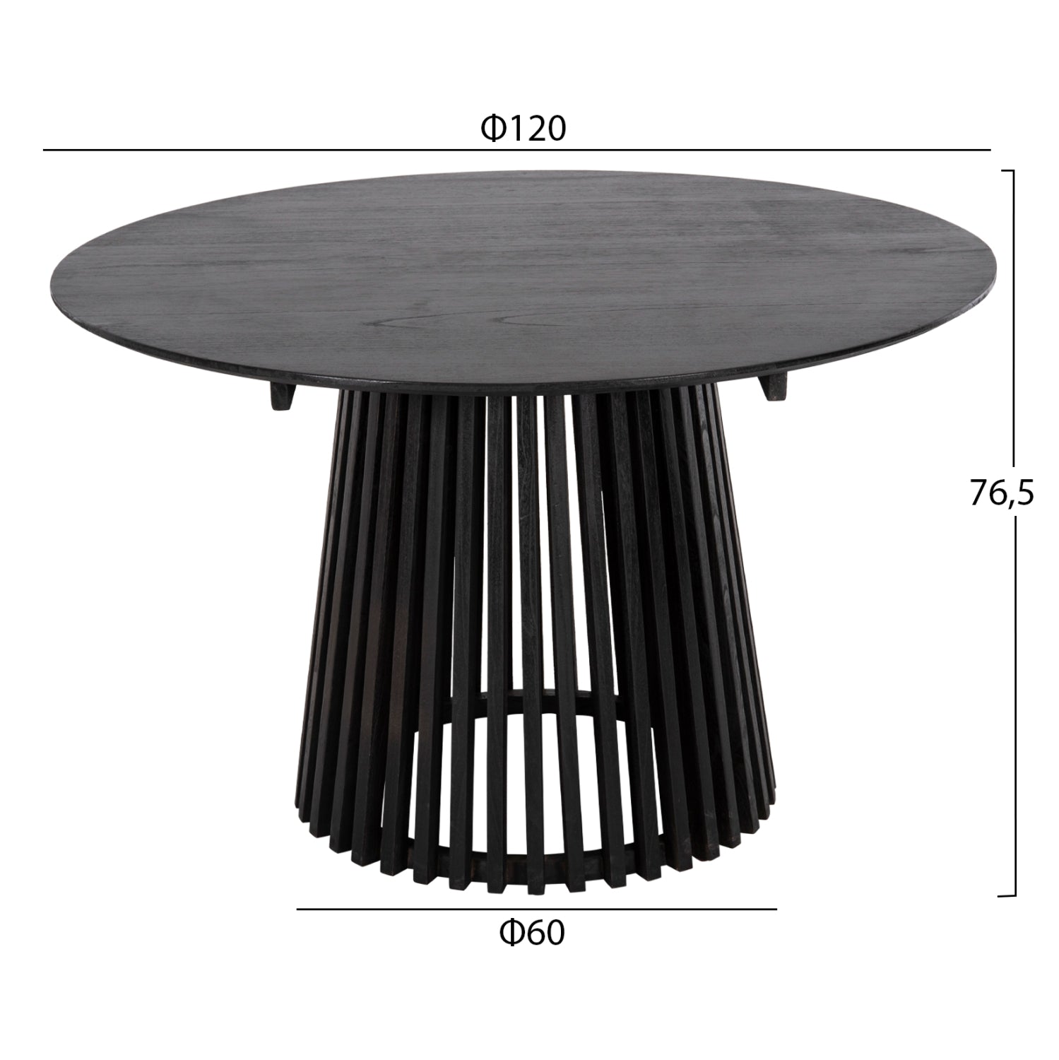 ΣΕΤ ΤΡΑΠΕΖΑΡΙΑΣ 5ΤΜΧ KINGSLEY HM21075.02 ΣΤΡΟΓΓΥΛΟ ΤΡΑΠΕΖΙ Φ120εκ.& 4 ΚΑΡΕΚΛΕΣ-ΜΑΥΡΟ - Pakobazaar