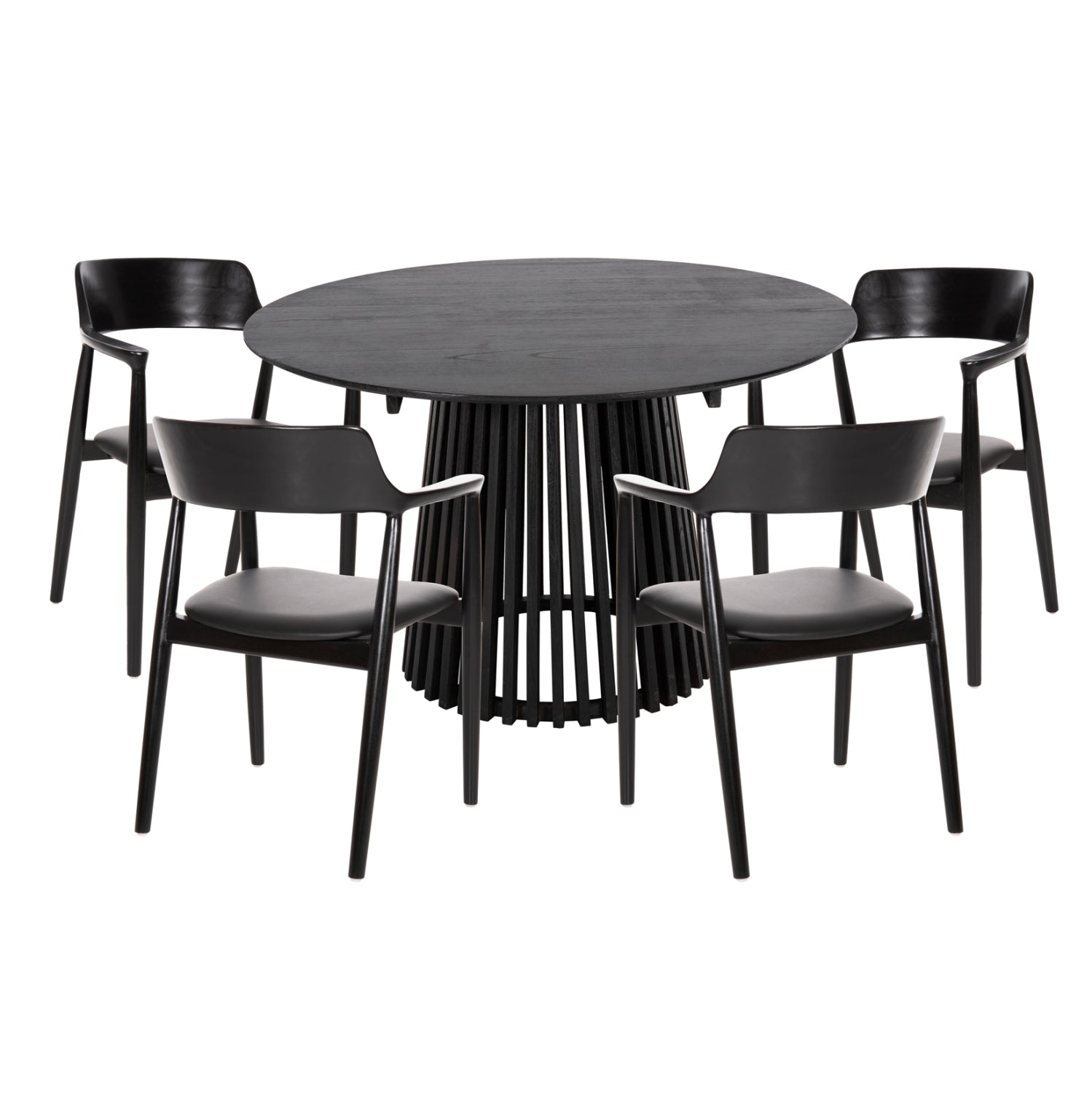 ΣΕΤ ΤΡΑΠΕΖΑΡΙΑΣ 5ΤΜΧ KINGSLEY HM21075.02 ΣΤΡΟΓΓΥΛΟ ΤΡΑΠΕΖΙ Φ120εκ.& 4 ΚΑΡΕΚΛΕΣ-ΜΑΥΡΟ - Pakobazaar