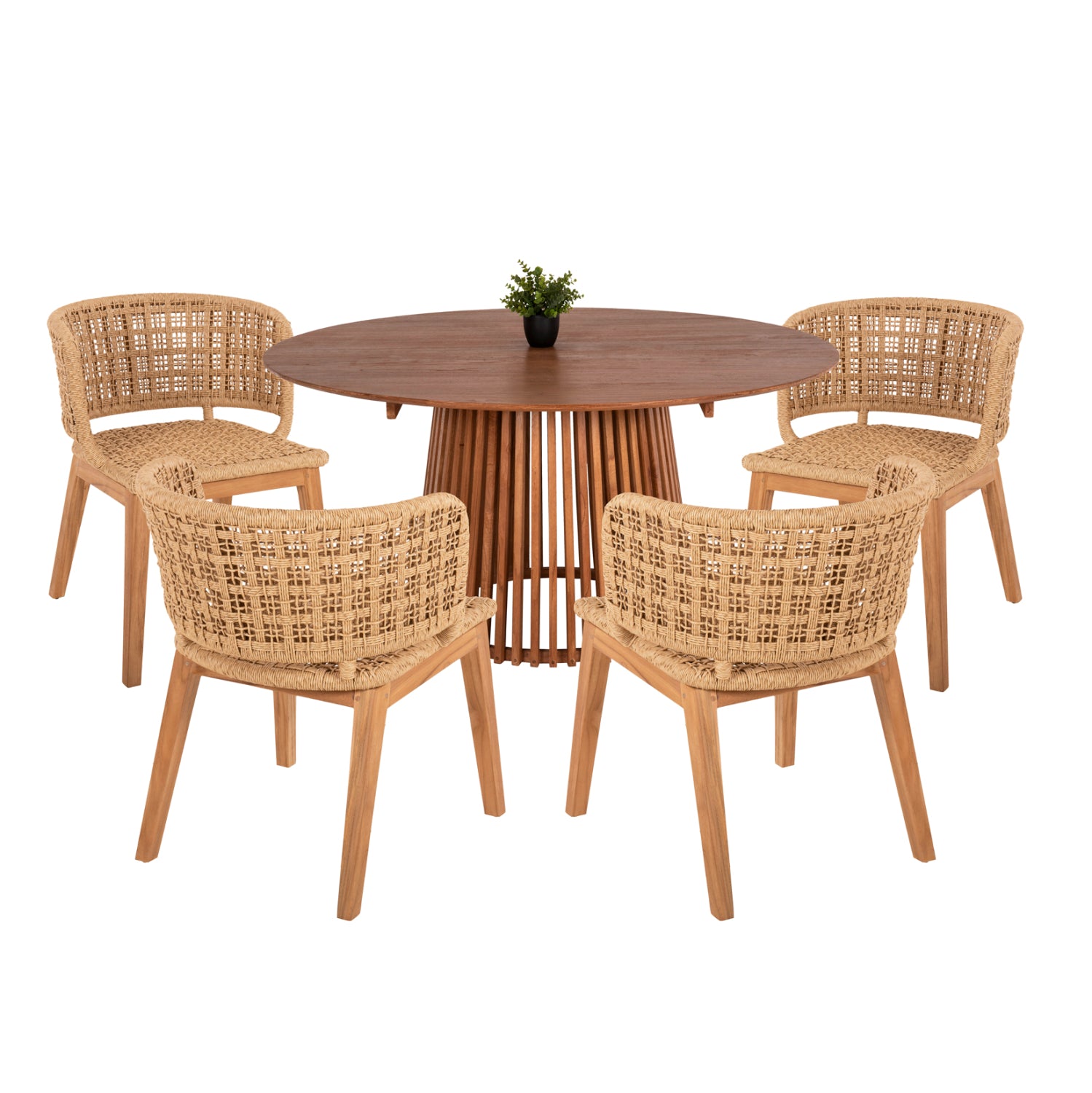 ΣΕΤ ΤΡΑΠΕΖΑΡΙΑΣ 5ΤΜΧ FARLEY HM21076.02 ΣΤΡΟΓΓΥΛΟ ΤΡΑΠΕΖΙ Φ150εκ. & 4 ΚΑΡΕΚΛΕΣ - Pakobazaar