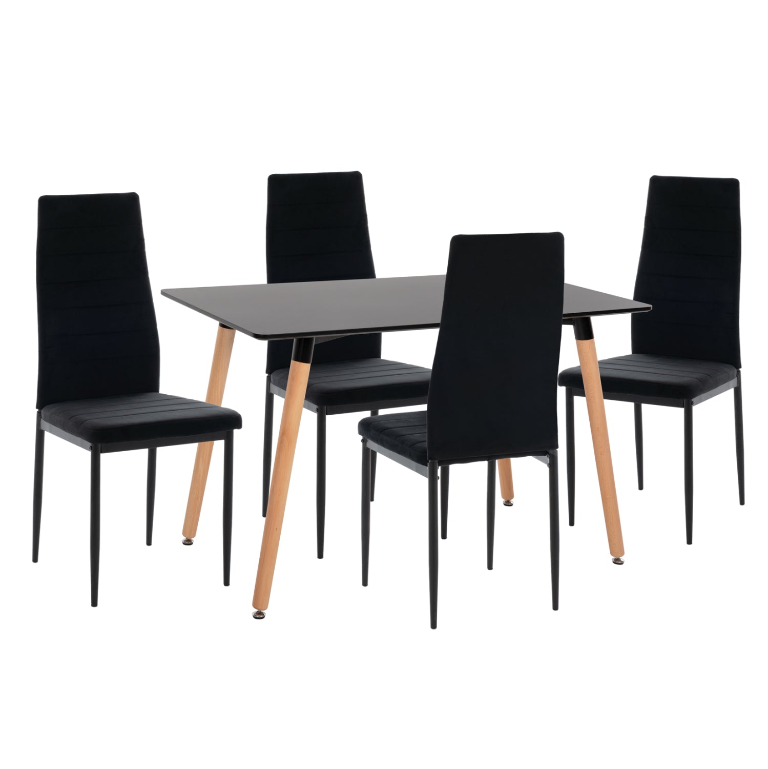 ΣΕΤ ΤΡΑΠΕΖΑΡΙΑΣ 5ΤΜΧ MINIMAL HM21173 MDF TOP ΜΑΥΡΟ-ΒΕΛΟΥΔΟ & ΜΕΤΑΛΛΟ ΜΑΥΡΟ - Pakobazaar