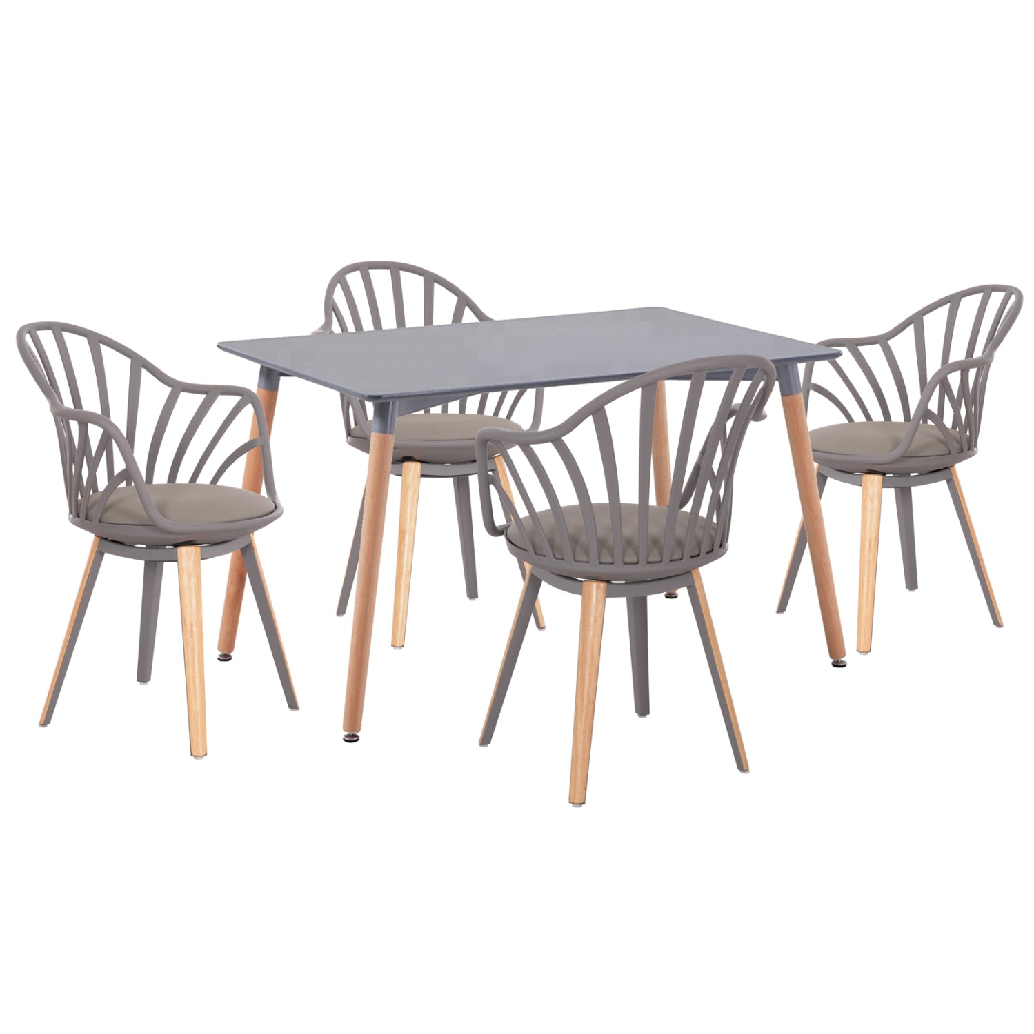 ΣΕΤ ΤΡΑΠΕΖΑΡΙΑΣ 5ΤΜΧ ANAIS HM21176 MDF TOP ΣΕ ΓΚΡΙ--P.P. & PU ΣΕ ΓΚΡΙ - Pakobazaar