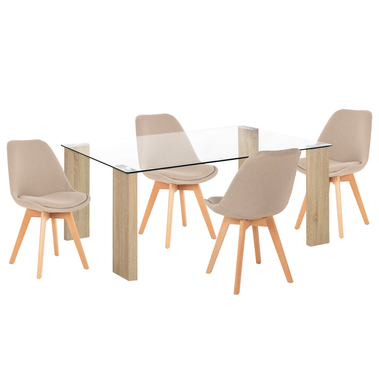 ΣΕΤ ΤΡΑΠΕΖΑΡΙΑΣ 5ΤΜΧ MORGAN HM21269.02 ΤΡΑΠΕΖΙ & 4 ΚΑΡΕΚΛΕΣ - ΜΠΕΖ ΥΦΑΣΜΑ - Pakobazaar