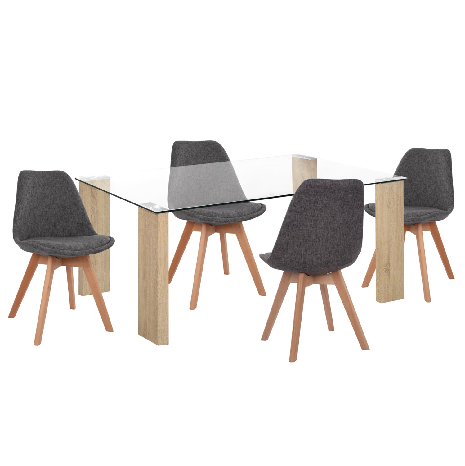 ΣΕΤ ΤΡΑΠΕΖΑΡΙΑΣ 5ΤΜΧ MORGAN HM21269.03 ΤΡΑΠΕΖΙ & 4 ΚΑΡΕΚΛΕΣ - ΓΚΡΙ ΥΦΑΣΜΑ - Pakobazaar