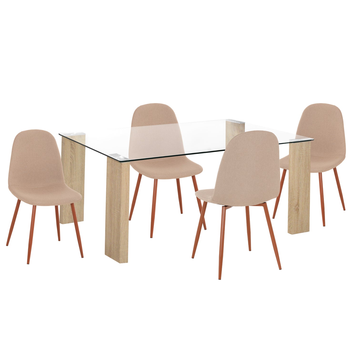 ΣΕΤ ΤΡΑΠΕΖΑΡΙΑΣ 5ΤΜΧ LEOMOR HM21270.01 ΤΡΑΠΕΖΙ & 4 ΚΑΡΕΚΛΕΣ - ΜΠΕΖ ΥΦΑΣΜΑ - Pakobazaar