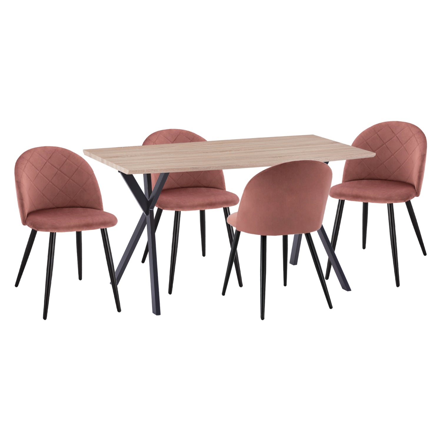 ΣΕΤ ΤΡΑΠΕΖΑΡΙΑΣ 5ΤΜΧ ALARICK HM21277 MDF TOP-ΒΕΛΟΥΔΟ ΣΑΠΙΟ ΜΗΛΟ & ΜΕΤΑΛΛΟ ΜΑΥΡΟ - Pakobazaar