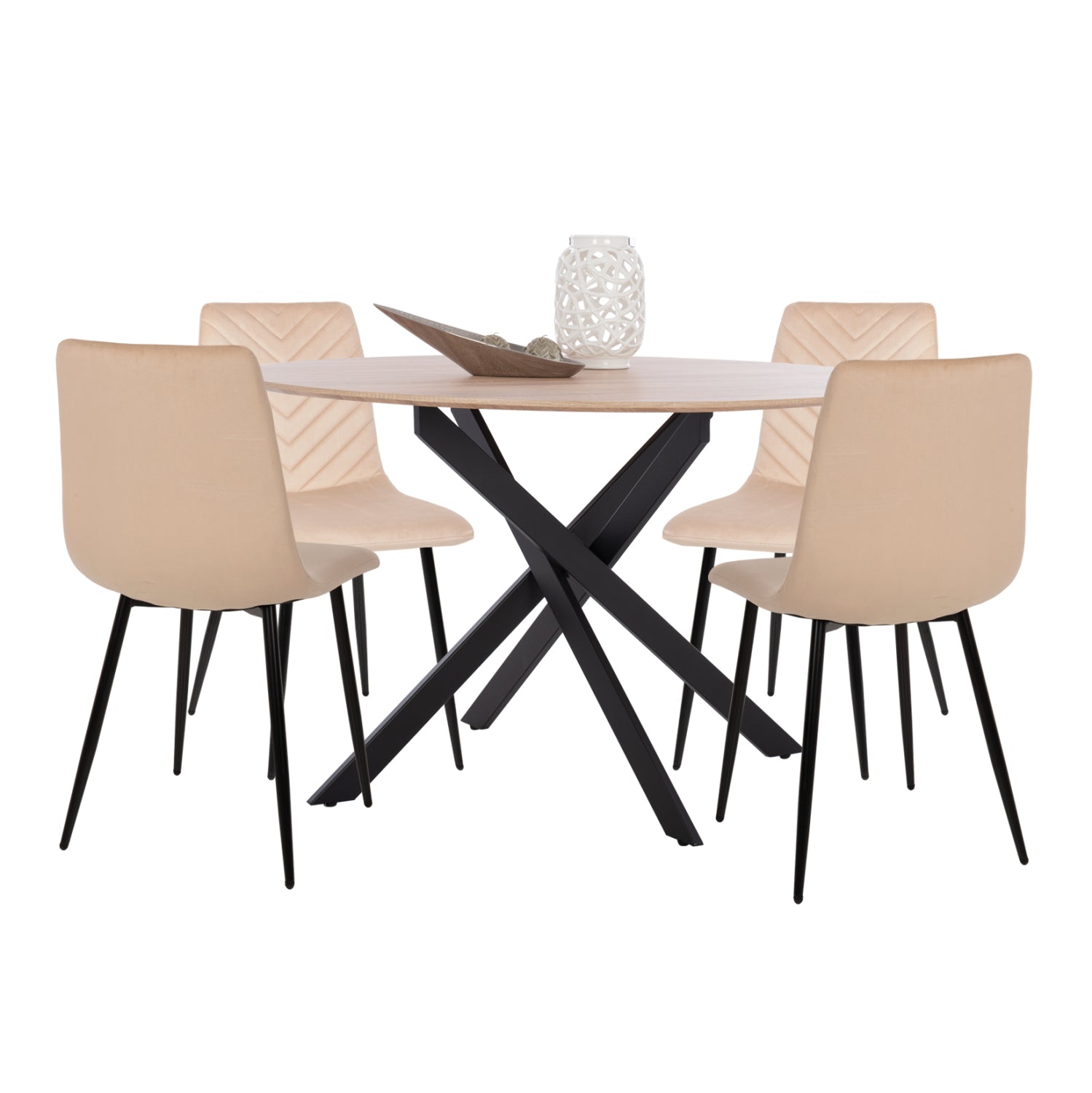 ΣΕΤ ΤΡΑΠΕΖΑΡΙΑΣ 5ΤΜΧ ROSARIO HM21278 MDF TOP ΣΤΡΟΓΓΥΛΟ-ΒΕΛΟΥΔΟ ΕΚΡΟΥ & ΜΕΤΑΛΛΟ - Pakobazaar