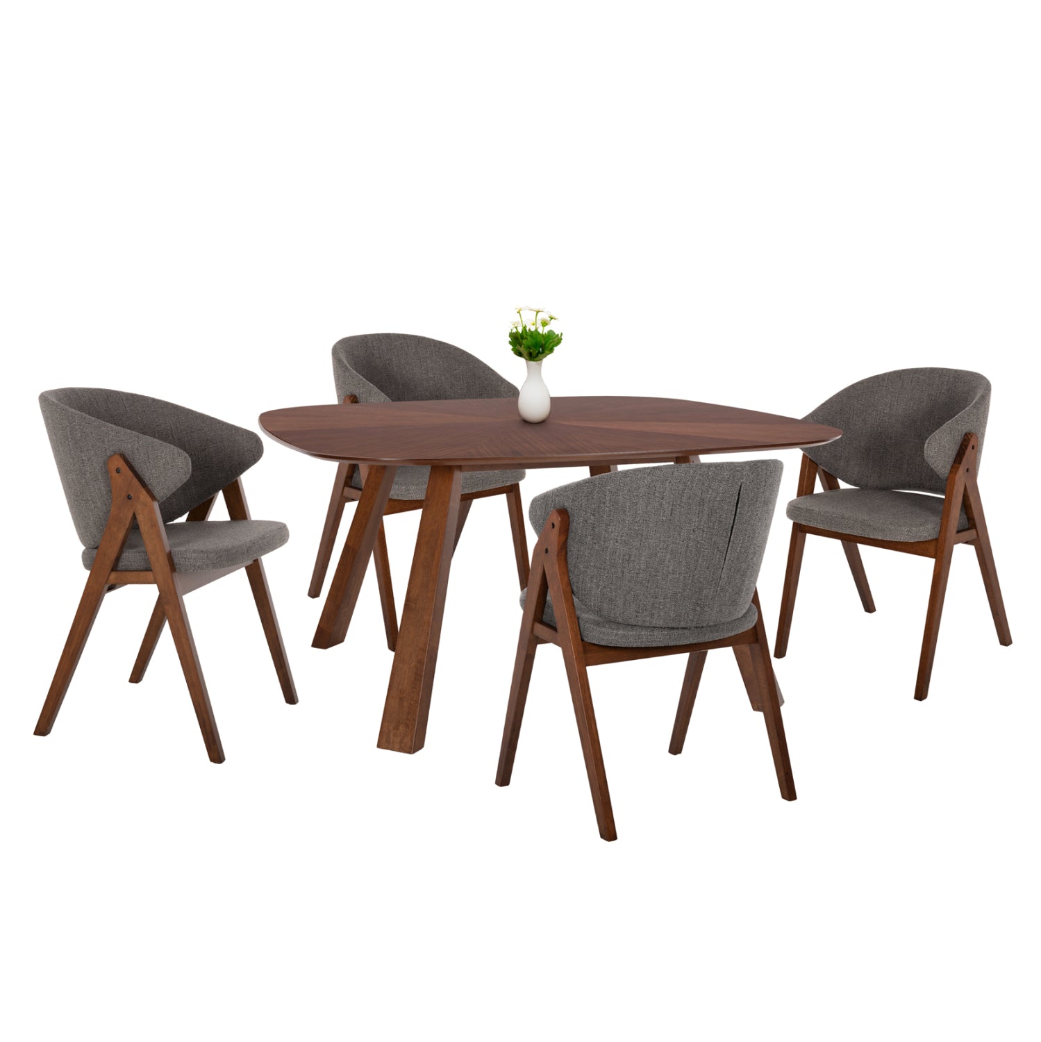 ΣΕΤ ΤΡΑΠΕΖΑΡΙΑΣ 5ΤΜΧ HANA HM21340.02 ΤΡΑΠΕΖΙ ΑΠΟ MDF--ΚΑΡΕΚΛΕΣ ΑΠΟ RUBBERWOOD - Pakobazaar