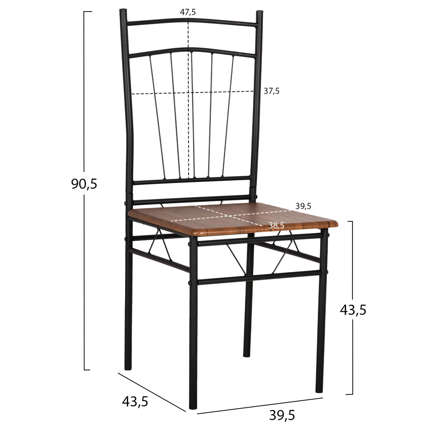 ΣΕΤ ΤΡΑΠΕΖΑΡΙΑΣ 5ΤΜΧ PEARY HM9416.11 ΜΕΤΑΛΛΟ ΜΑΥΡΟ-MDF ΚΑΡΥΔΙ 110x60x74Yεκ. - Pakobazaar