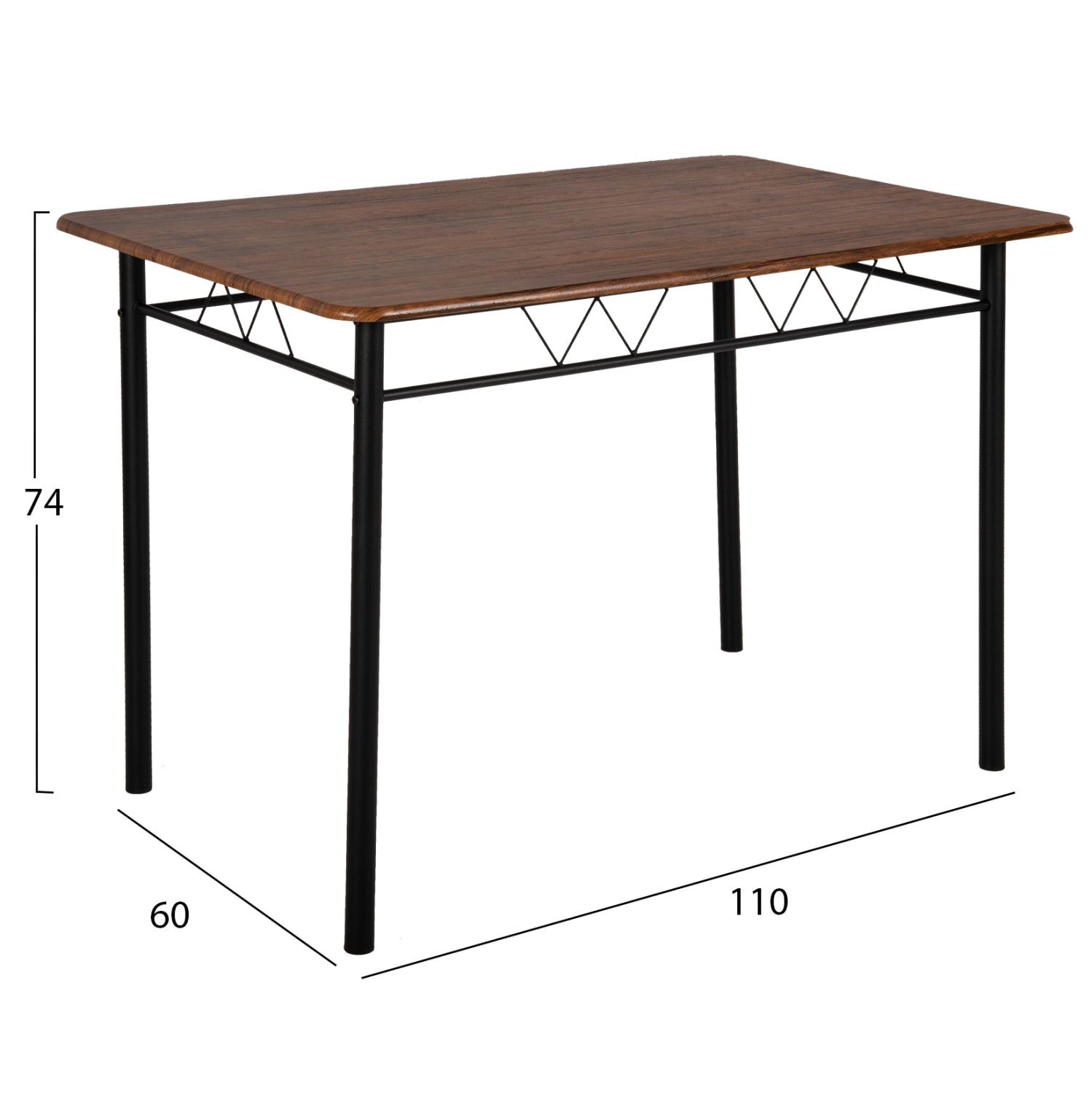 ΣΕΤ ΤΡΑΠΕΖΑΡΙΑΣ 5ΤΜΧ PEARY HM9416.11 ΜΕΤΑΛΛΟ ΜΑΥΡΟ-MDF ΚΑΡΥΔΙ 110x60x74Yεκ. - Pakobazaar