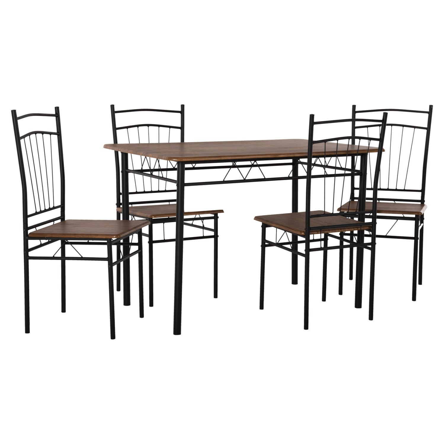 ΣΕΤ ΤΡΑΠΕΖΑΡΙΑΣ 5ΤΜΧ PEARY HM9416.11 ΜΕΤΑΛΛΟ ΜΑΥΡΟ-MDF ΚΑΡΥΔΙ 110x60x74Yεκ. - Pakobazaar