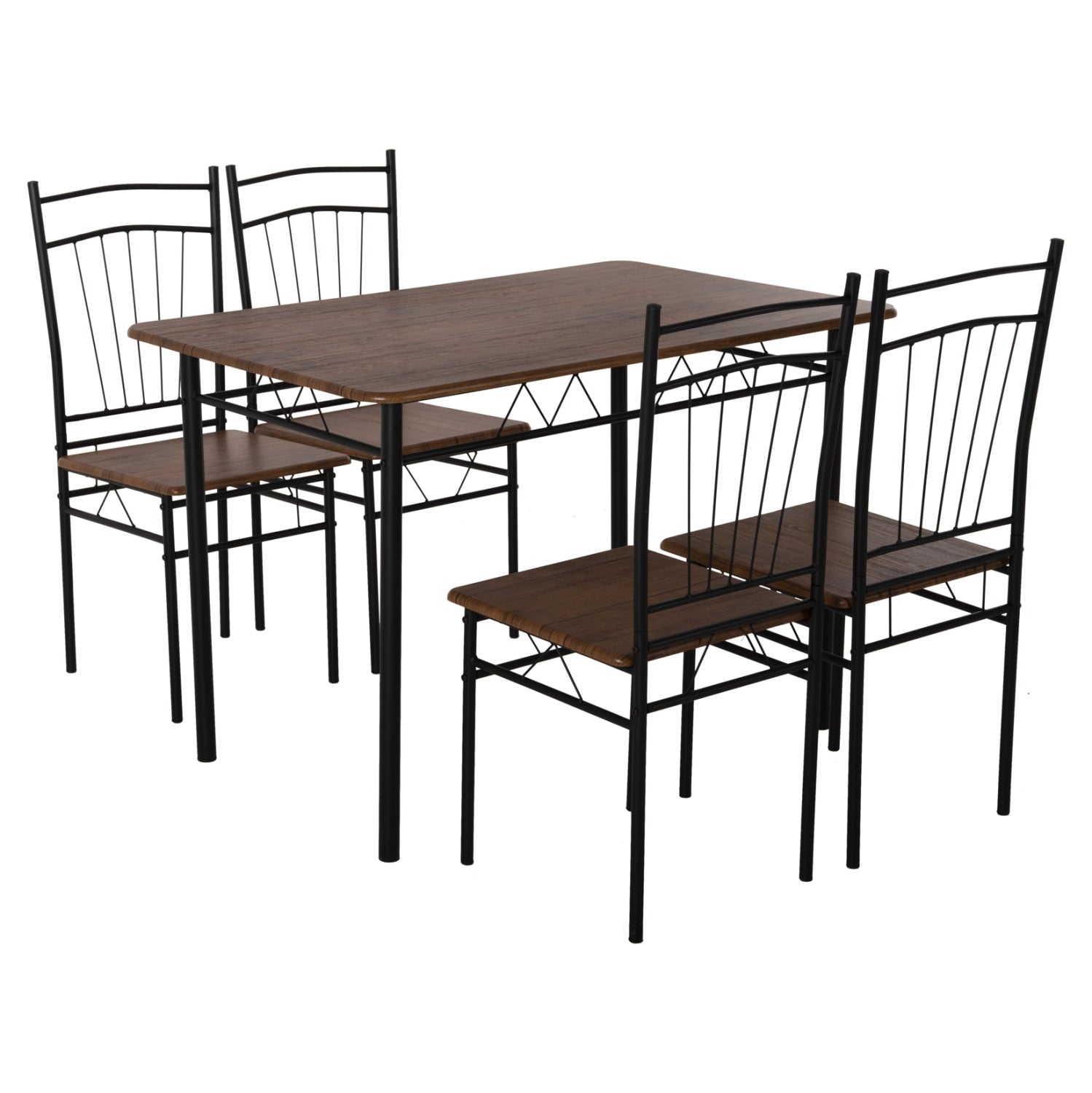 ΣΕΤ ΤΡΑΠΕΖΑΡΙΑΣ 5ΤΜΧ PEARY HM9416.11 ΜΕΤΑΛΛΟ ΜΑΥΡΟ-MDF ΚΑΡΥΔΙ 110x60x74Yεκ. - Pakobazaar