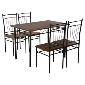 ΣΕΤ ΤΡΑΠΕΖΑΡΙΑΣ 5ΤΜΧ PEARY HM9416.11 ΜΕΤΑΛΛΟ ΜΑΥΡΟ-MDF ΚΑΡΥΔΙ 110x60x74Yεκ. - Pakobazaar
